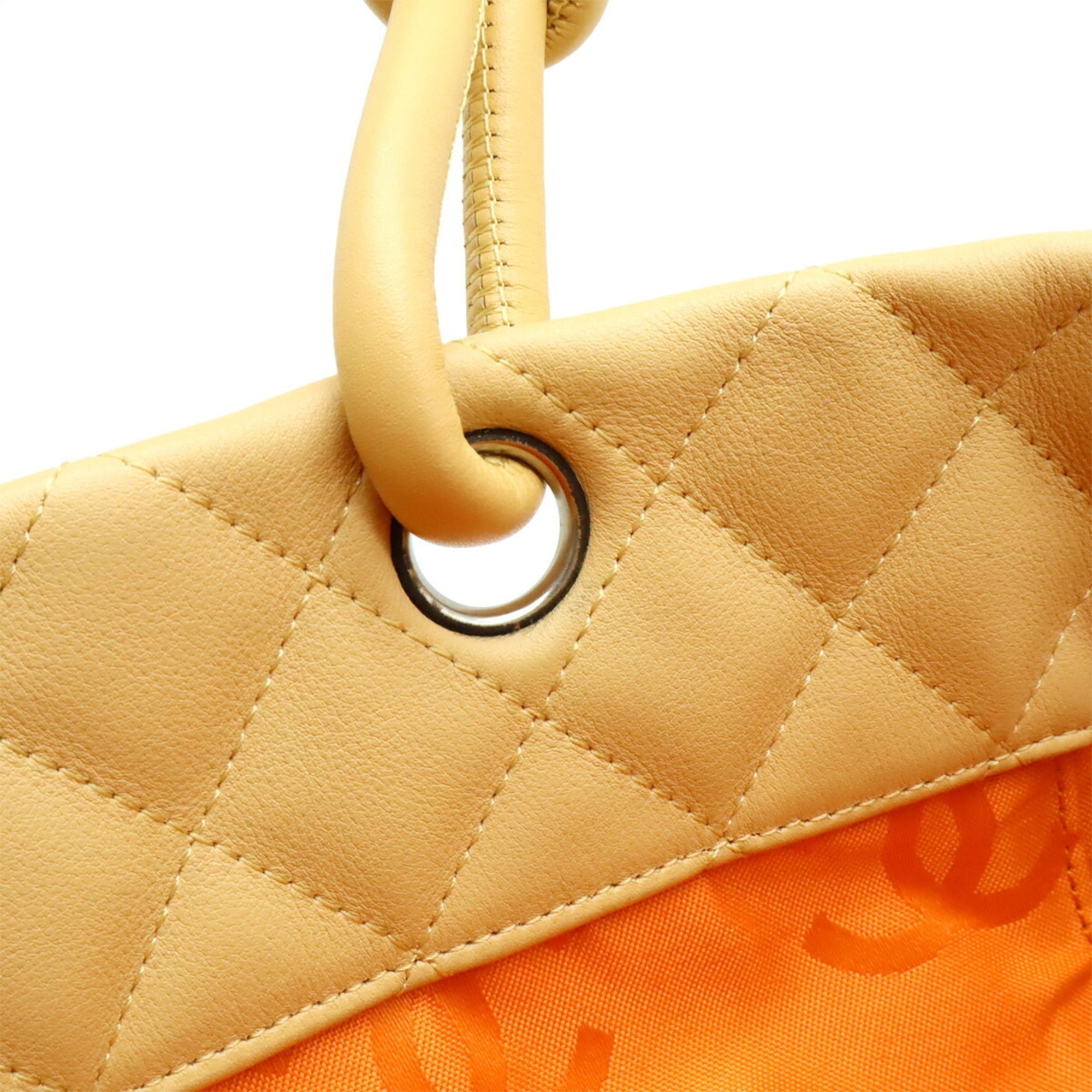 Chanel Beige Yellow Leather Shoulder Bag Tote Bag