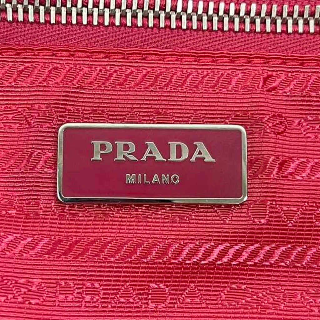 Prada Pink Nylon Saffiano Triangle Leather Tote Bag