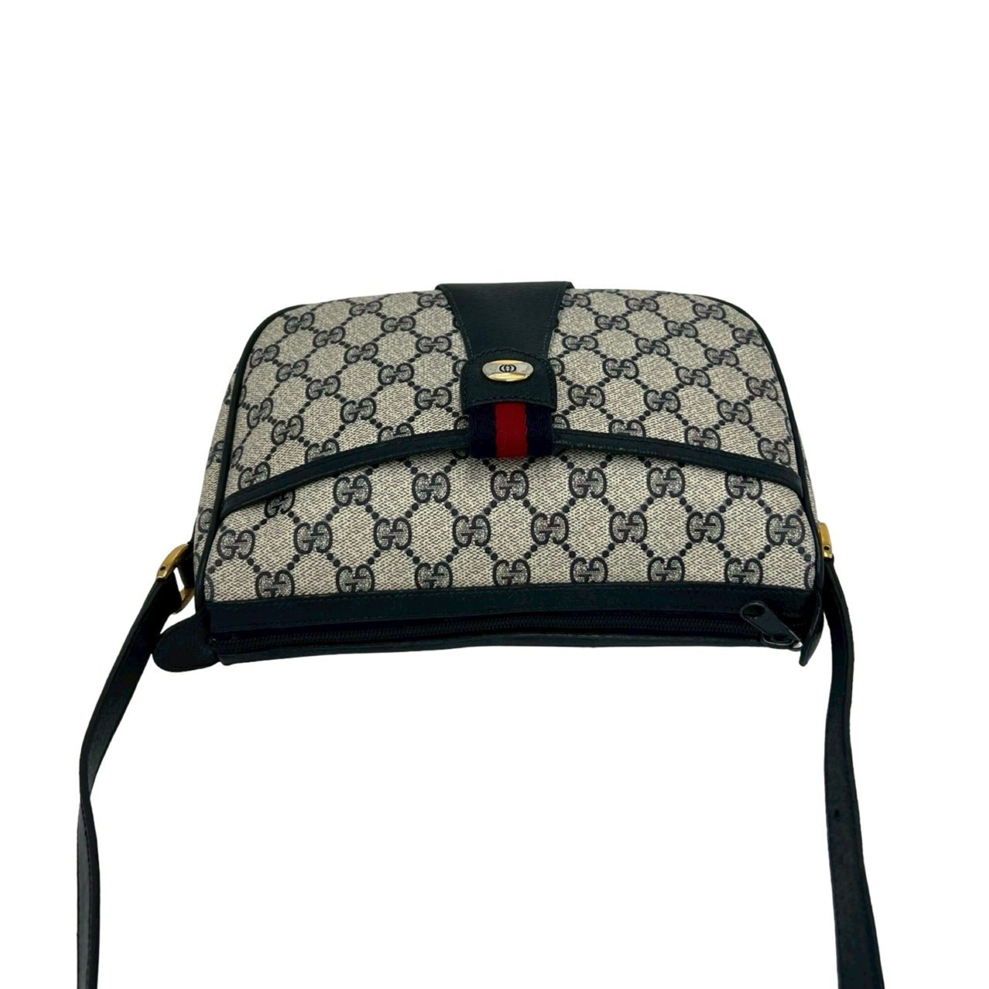 Gucci Navy Red Color Pvc Leather Shoulder Bag (Pre-Owned)
