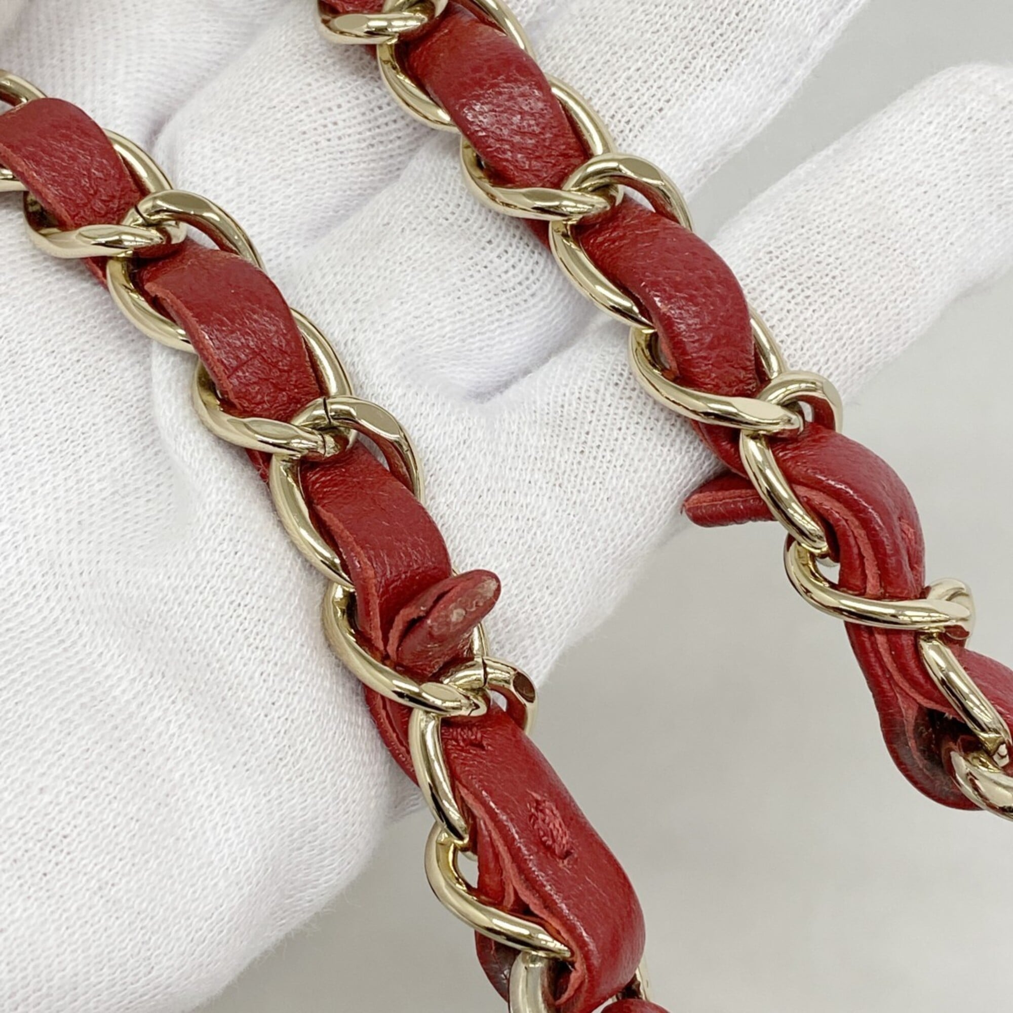 Chanel Red Color Grained Calfskin Handbag