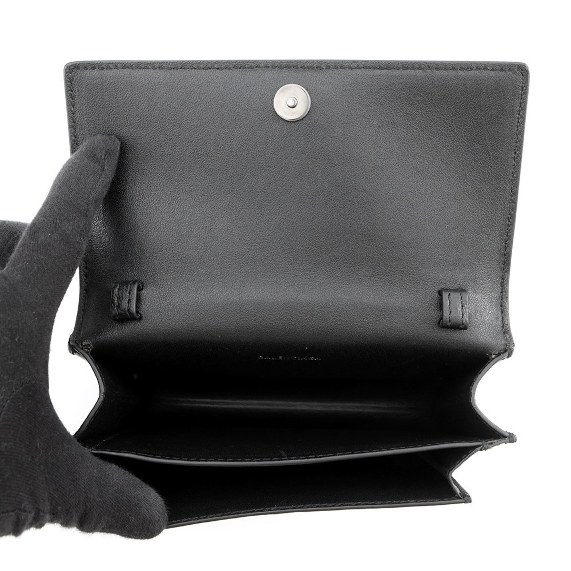 Balenciaga Black Leather Handbag Pouch Shoulder