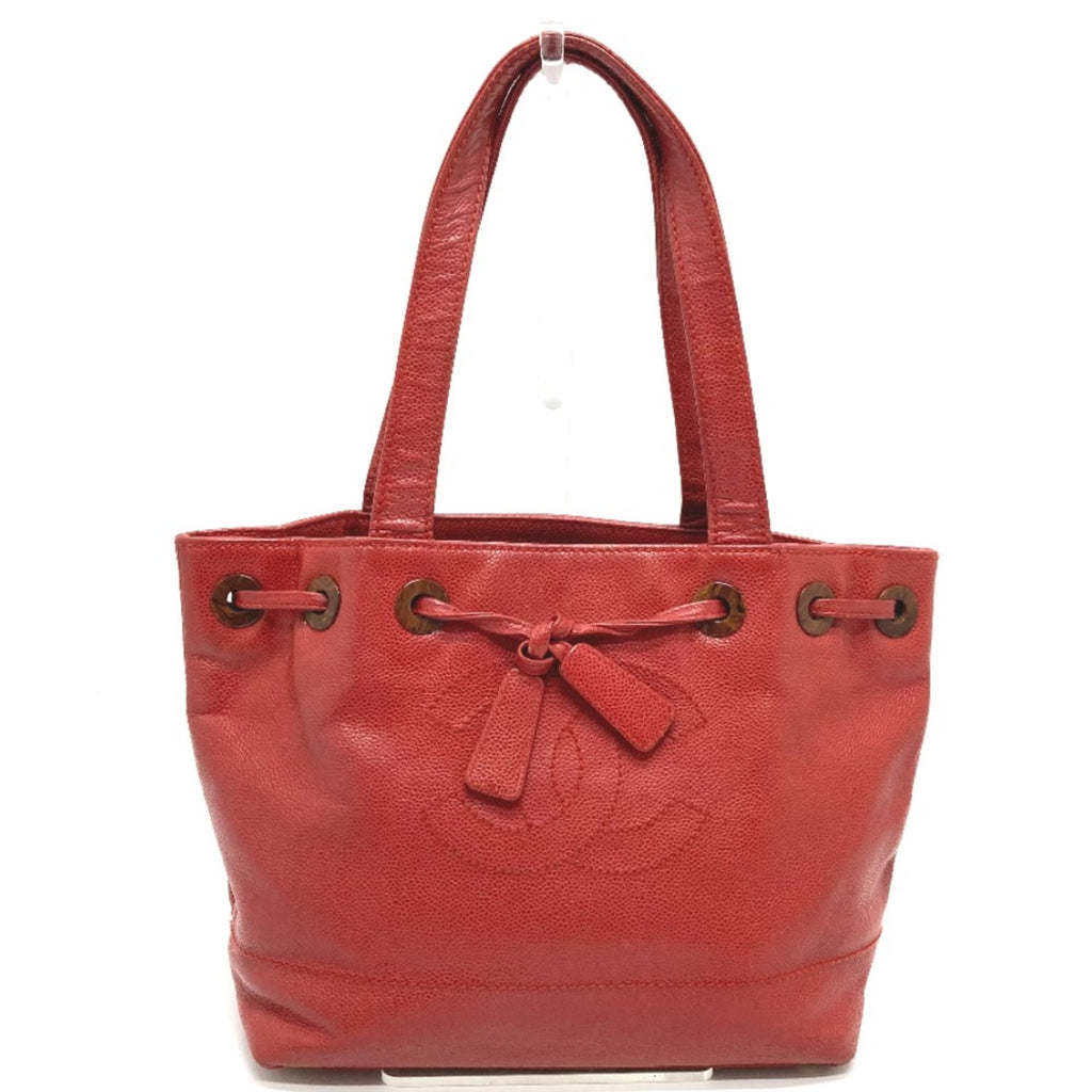 Chanel Red Leather Tote Bag