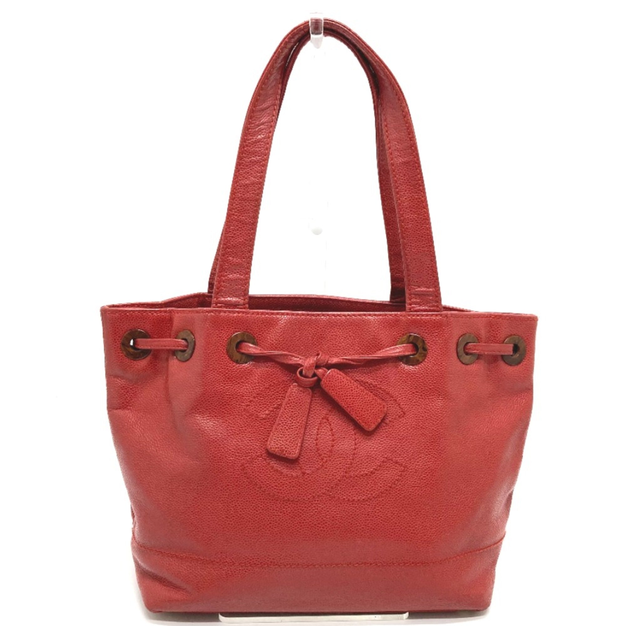 Chanel Red Leather Tote Bag