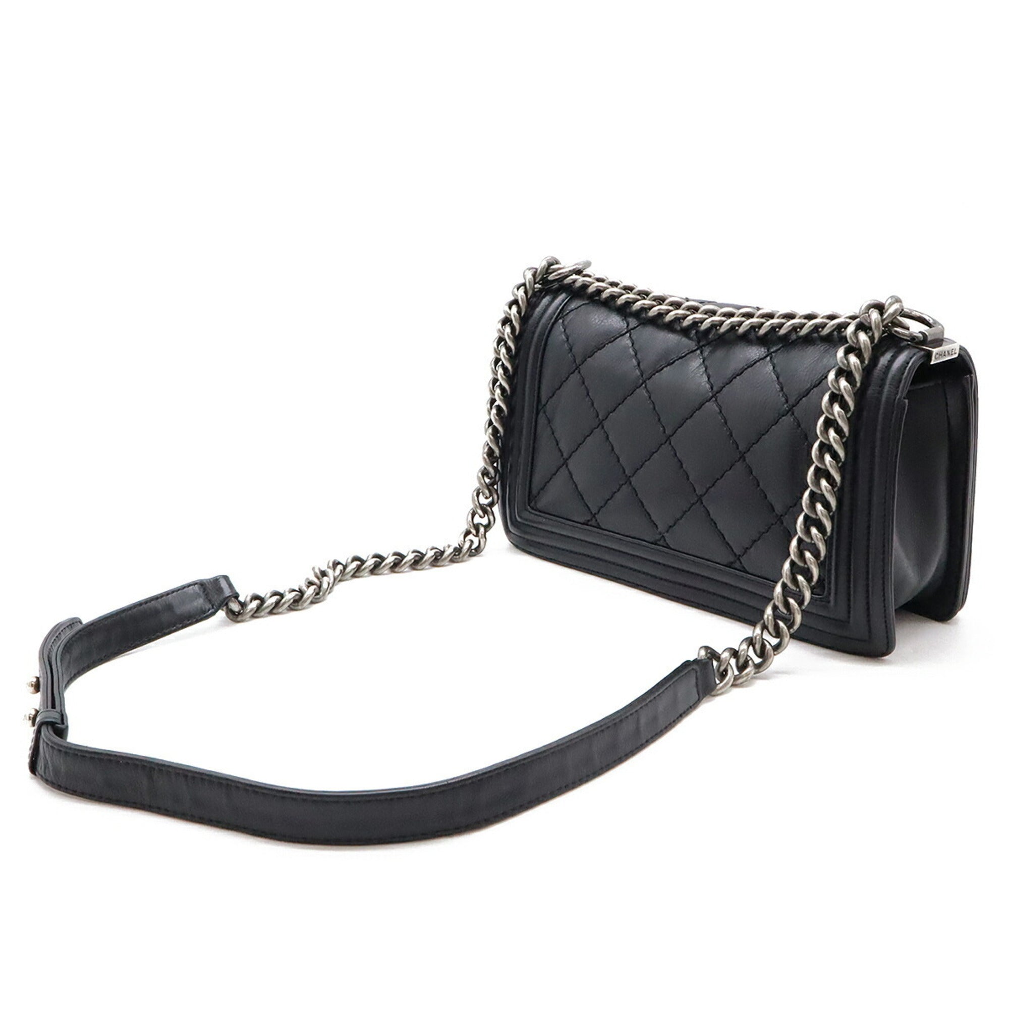 Chanel Wild Stitch Black Leather Shoulder Bag