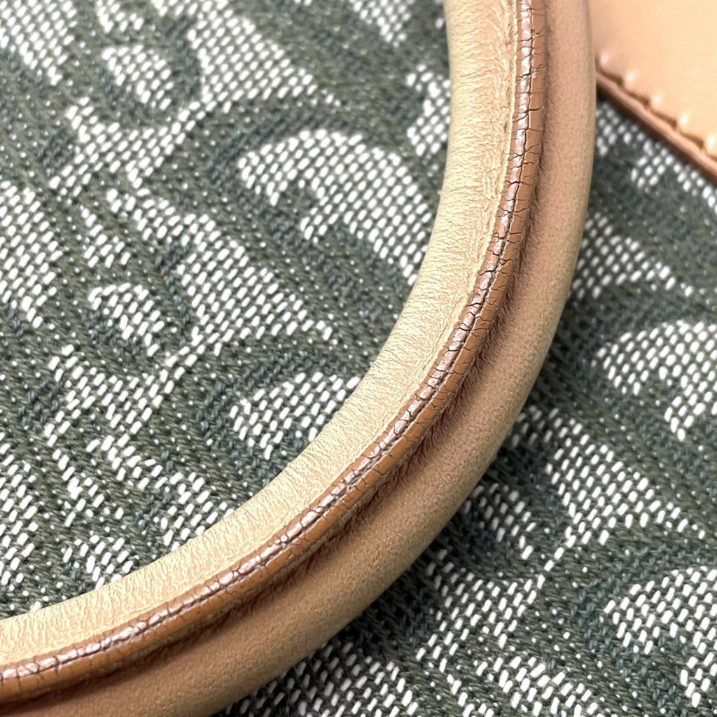 Christian Dior Green Canvas Leather Handbag Tote Bag (Pre-Owned)