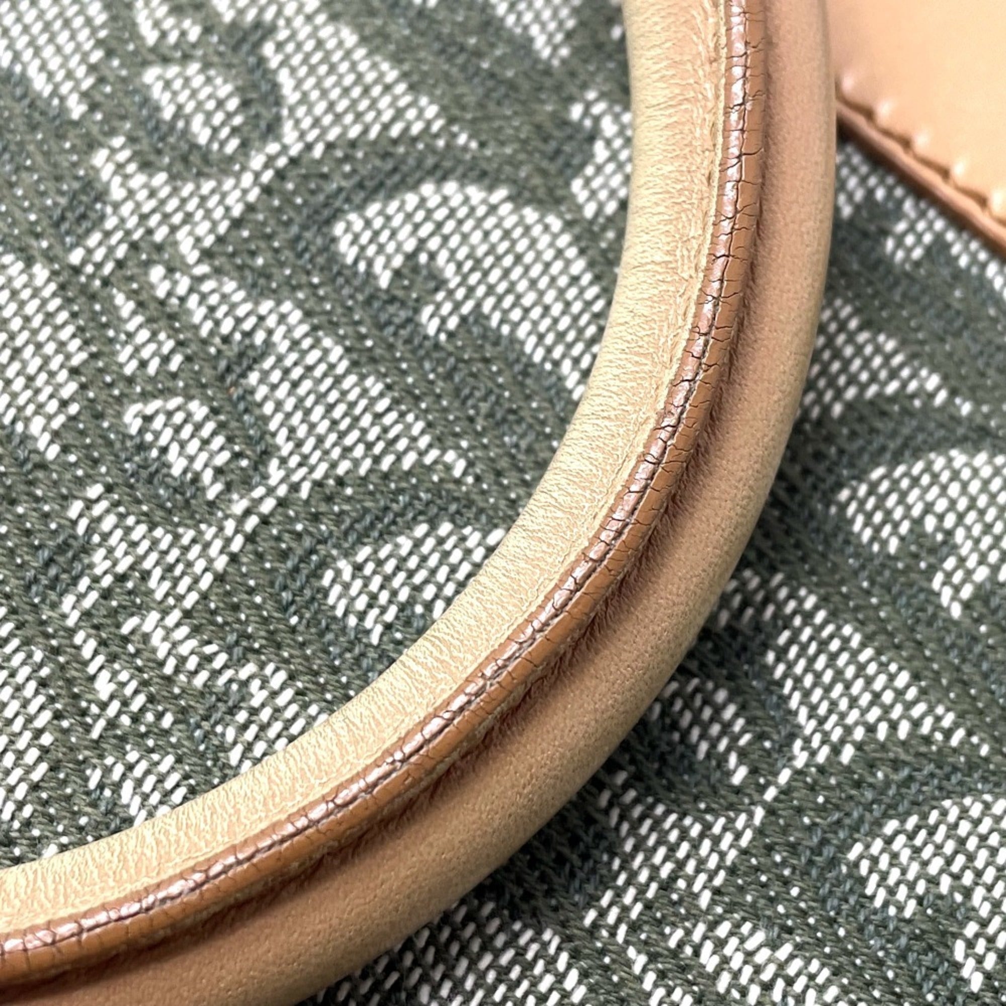 Christian Dior Green Canvas Leather Handbag Tote Bag (Pre-Owned)