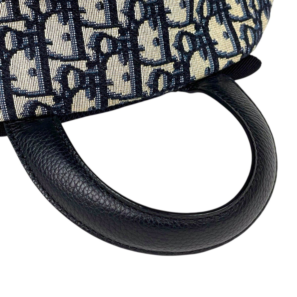 Christian Dior Black Blue Canvas Leather Backpack (Pre-Owned)