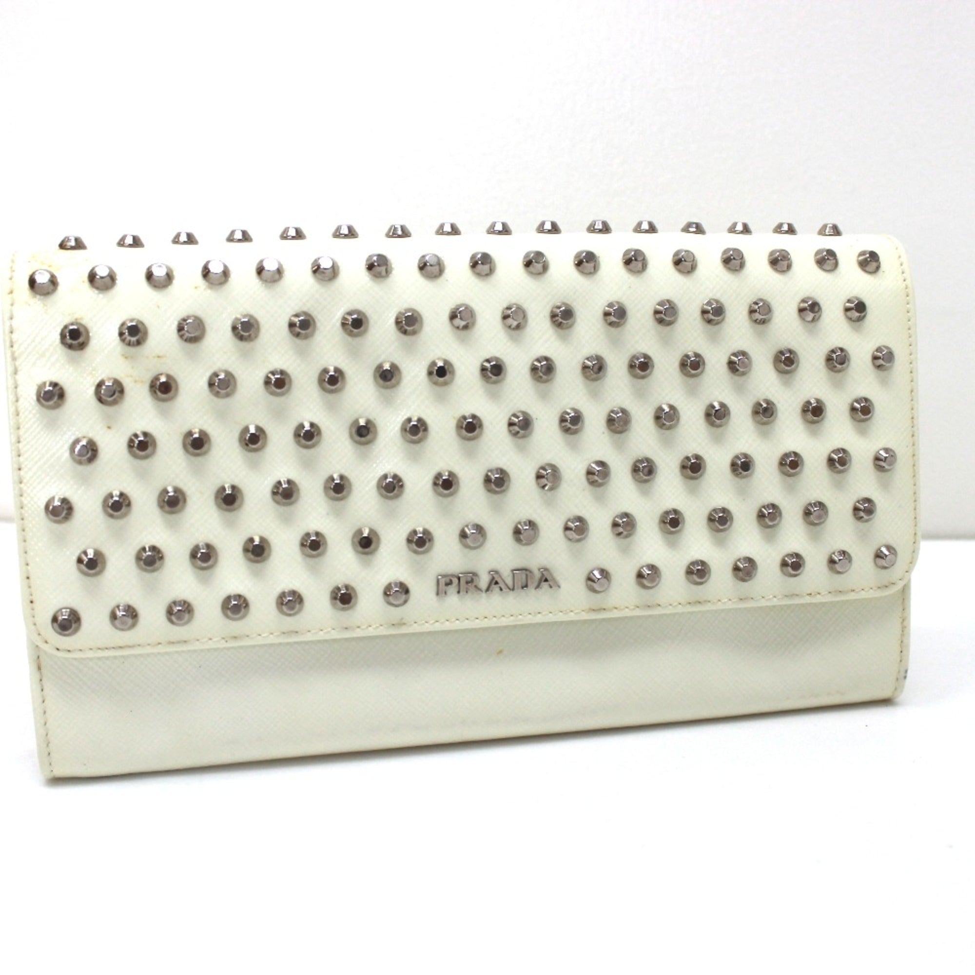 Prada White Leather Long Wallet (Bi-Fold)