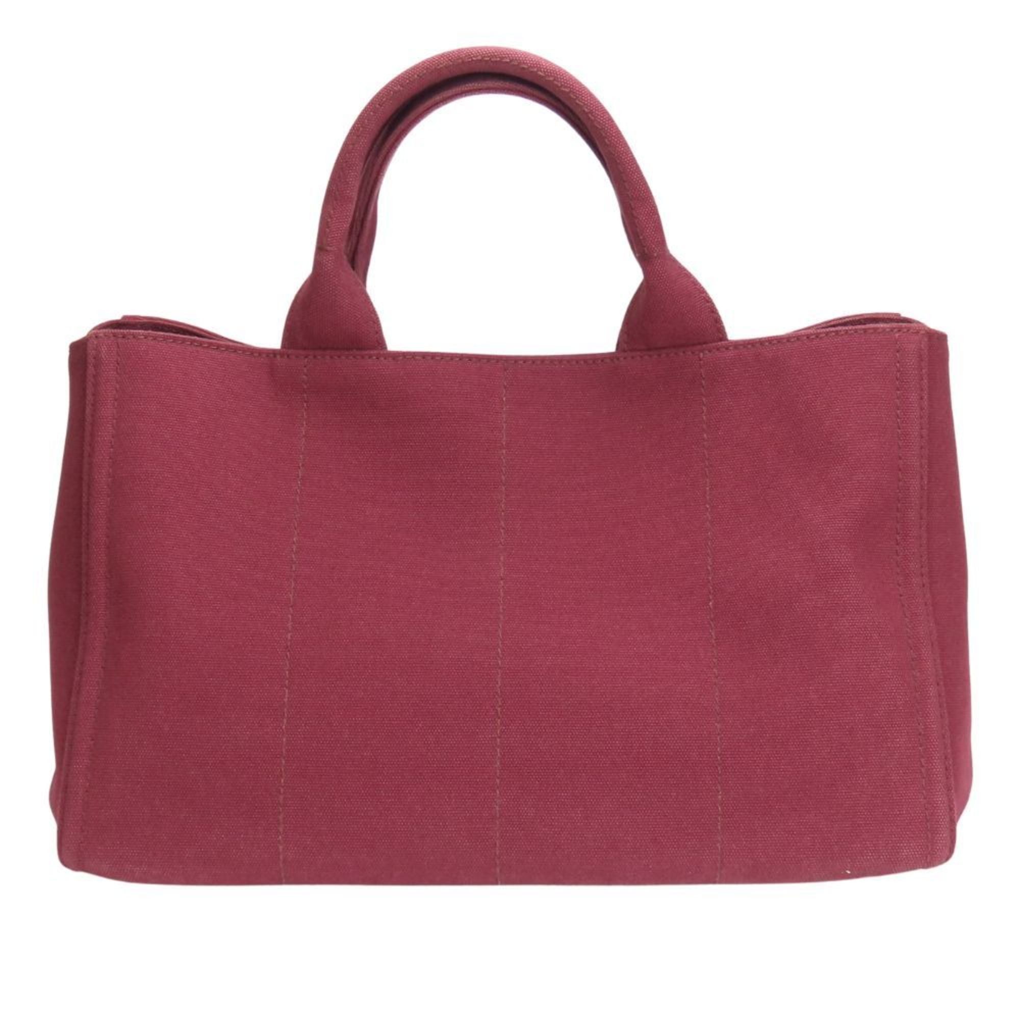 Prada Wine Canvas Tote Bag