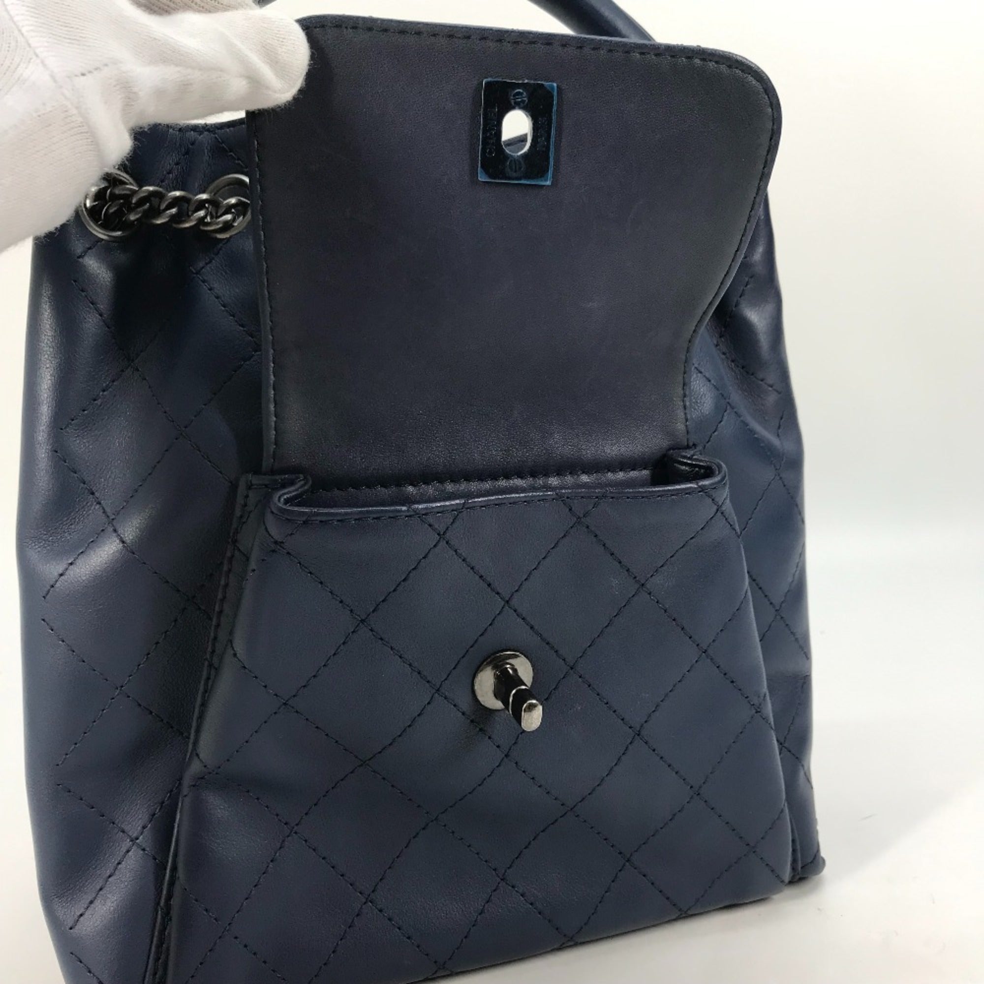 Chanel Blue Leather Shoulder Bag
