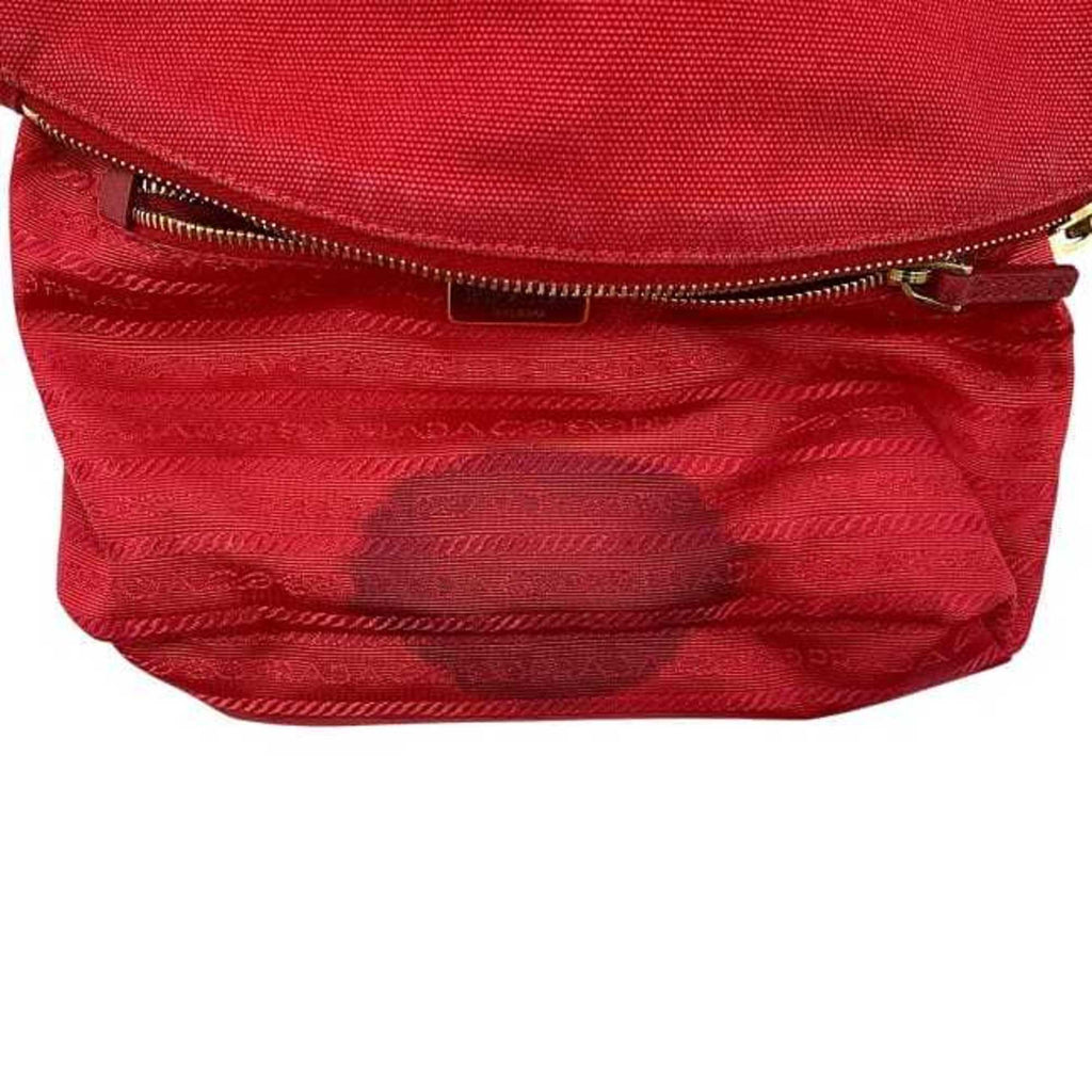 Prada Red Color Canvas Leather Pouch