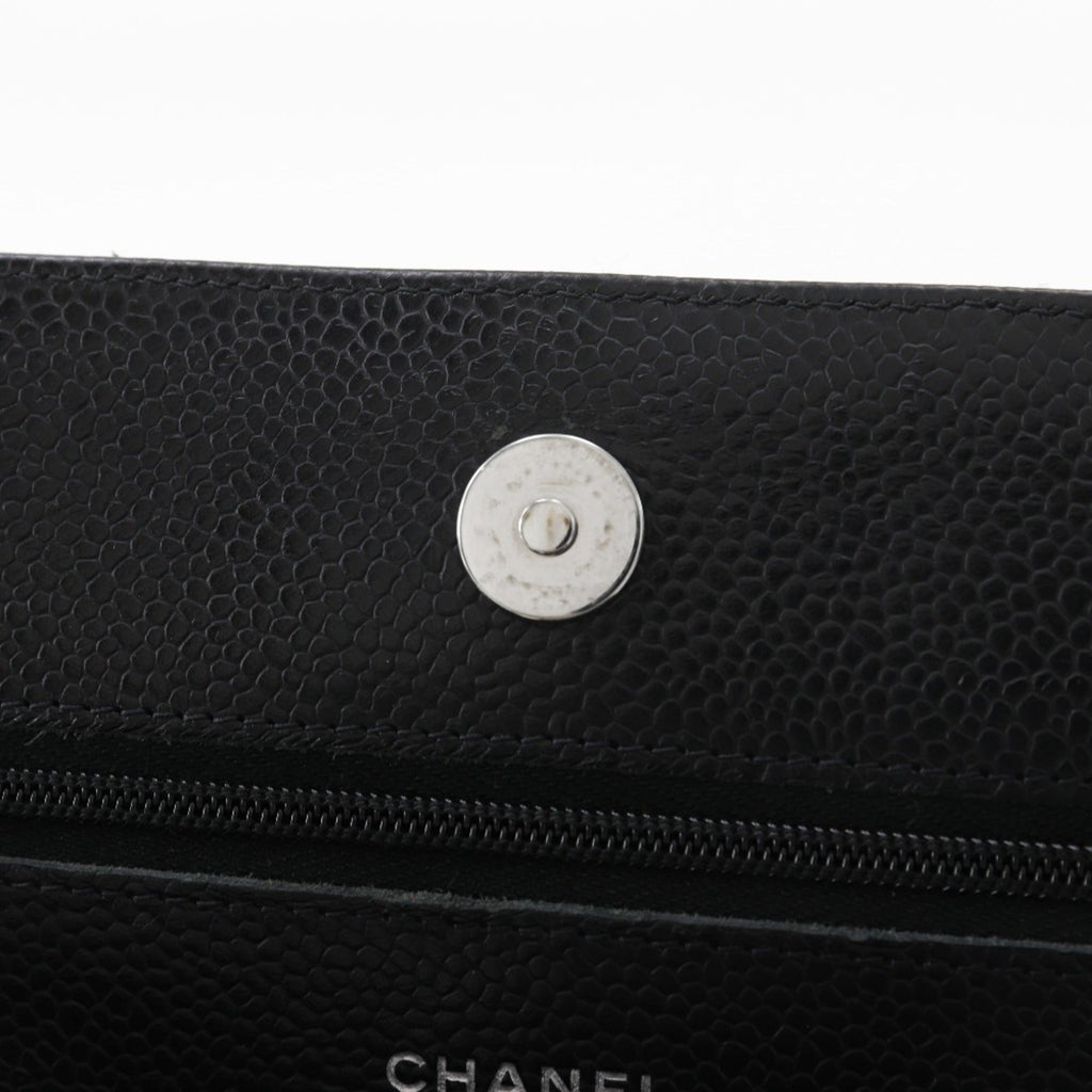 Chanel Black Grained Calfskin Chain/Shoulder Wallet
