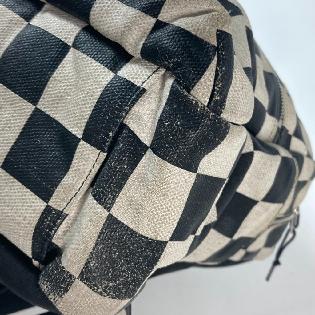 Saint Laurent Beige Black Coated Canvas Leather Backpack (Pre-Owned)