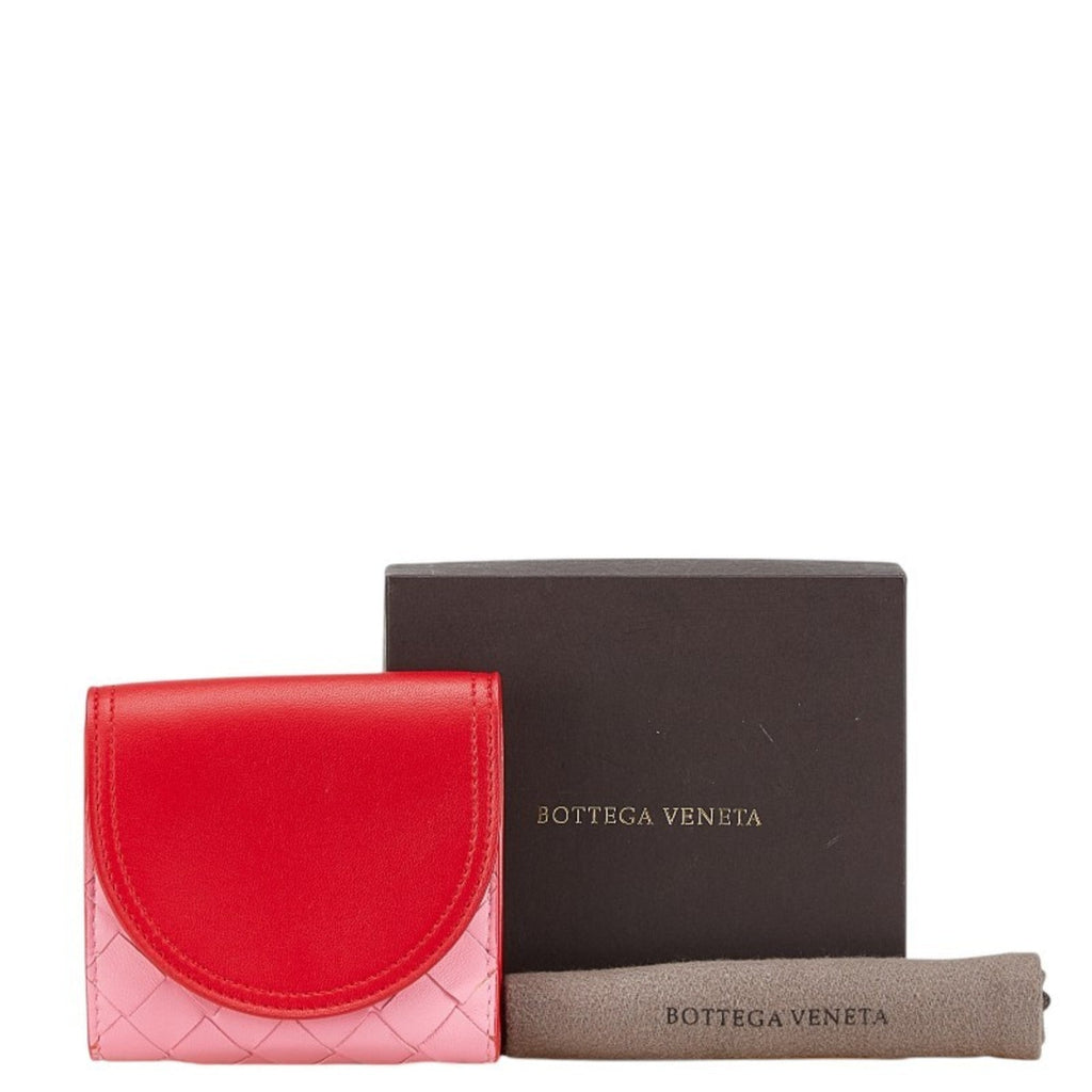 Bottega Veneta Pink Red Color Leather Wallet (Bi-Fold)