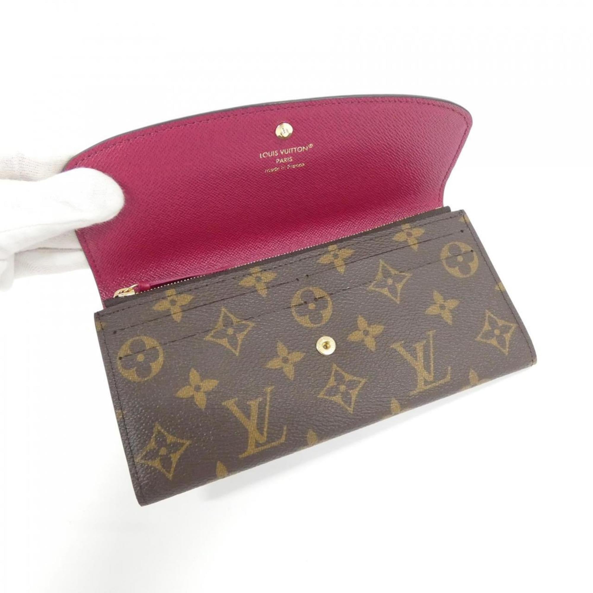 Louis Vuitton Brown Fuchsia Coated Canvas Long Wallet (Tri-Fold)