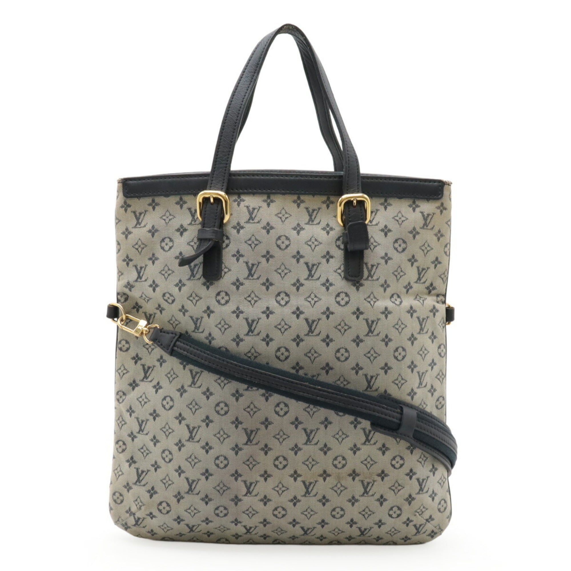 Louis Vuitton Blue Canvas Leather Handbag Shoulder Bag Tote Bag