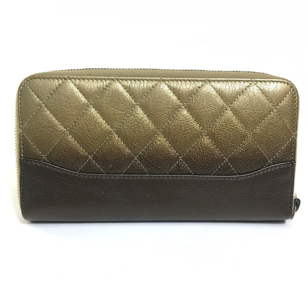 Chanel Gold Leather Long Wallet (Bi-Fold)