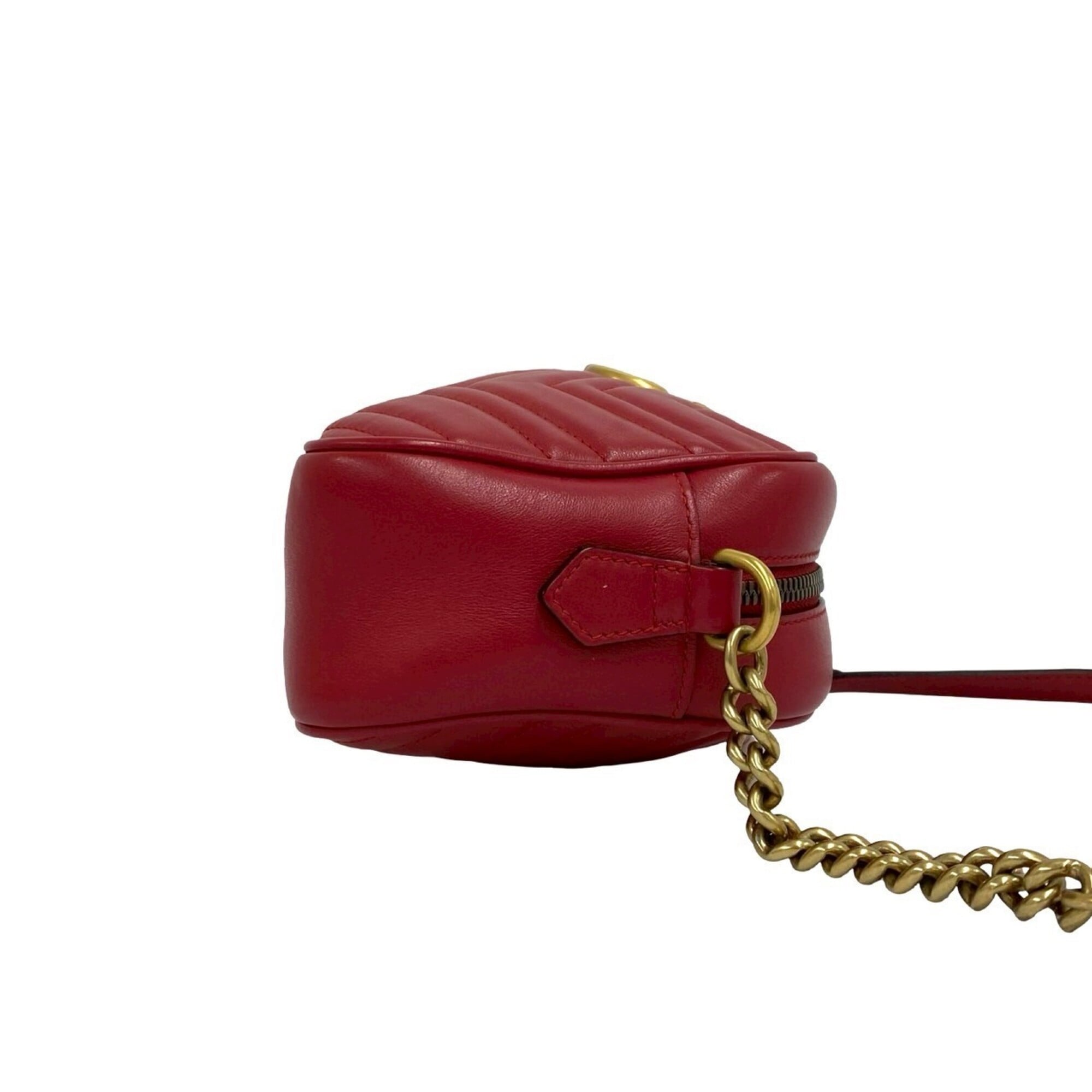 Gucci Red Color Leather Pochette Shoulder Bag (Pre-Owned)