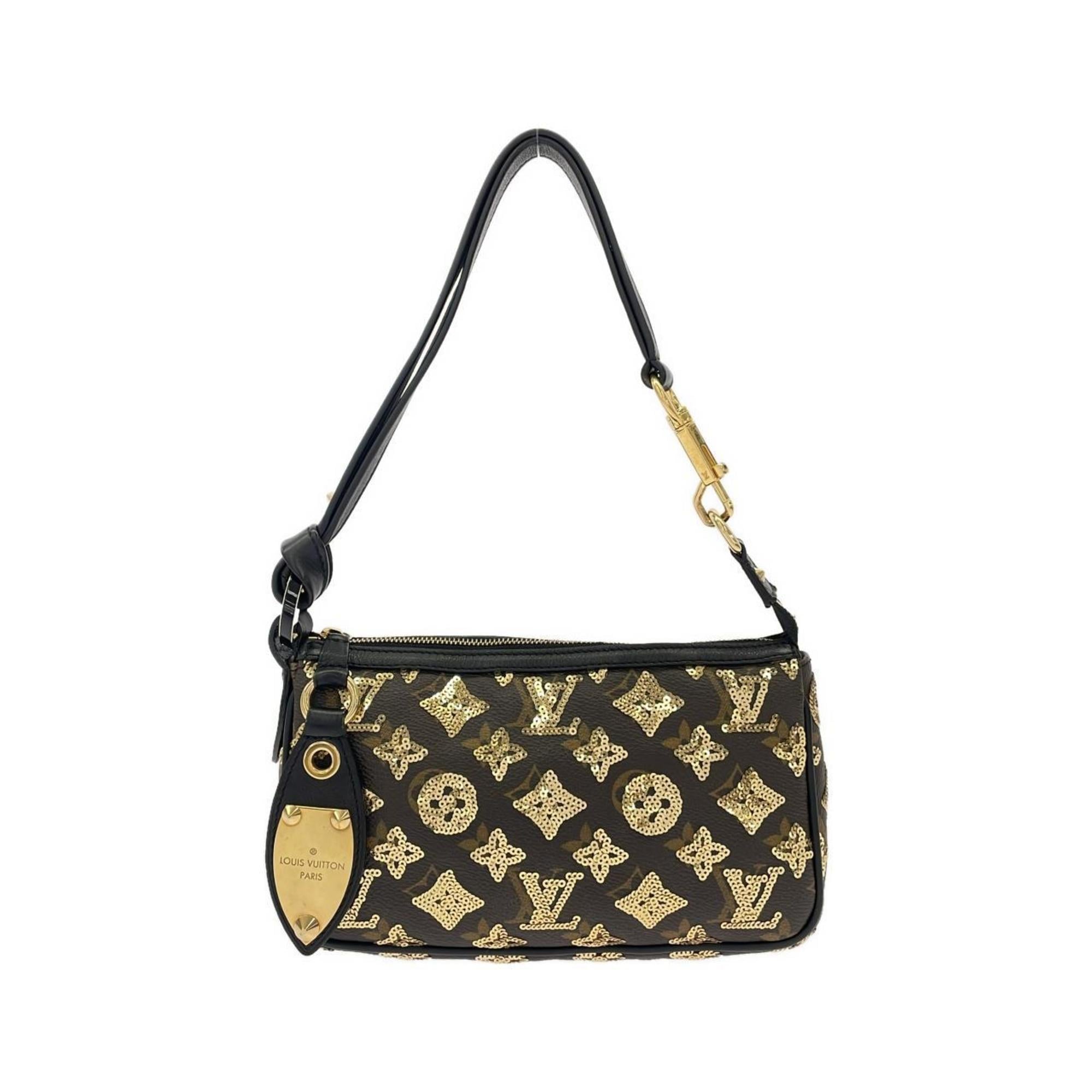 Louis Vuitton Gold Coated Canvas Spangles Pochette Pouch