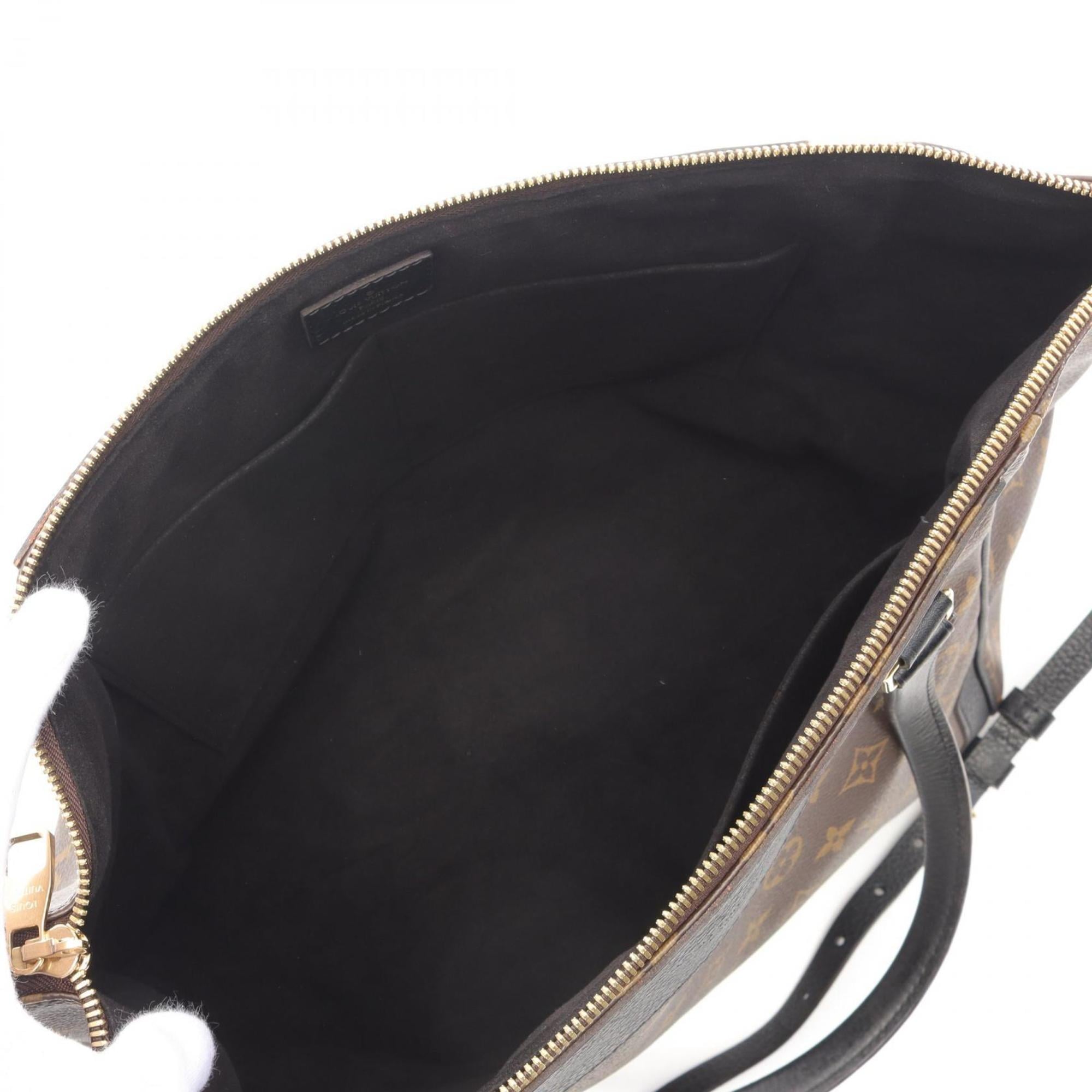 Louis Vuitton Monogram Black Brown Coated Canvas Leather Tote Bag