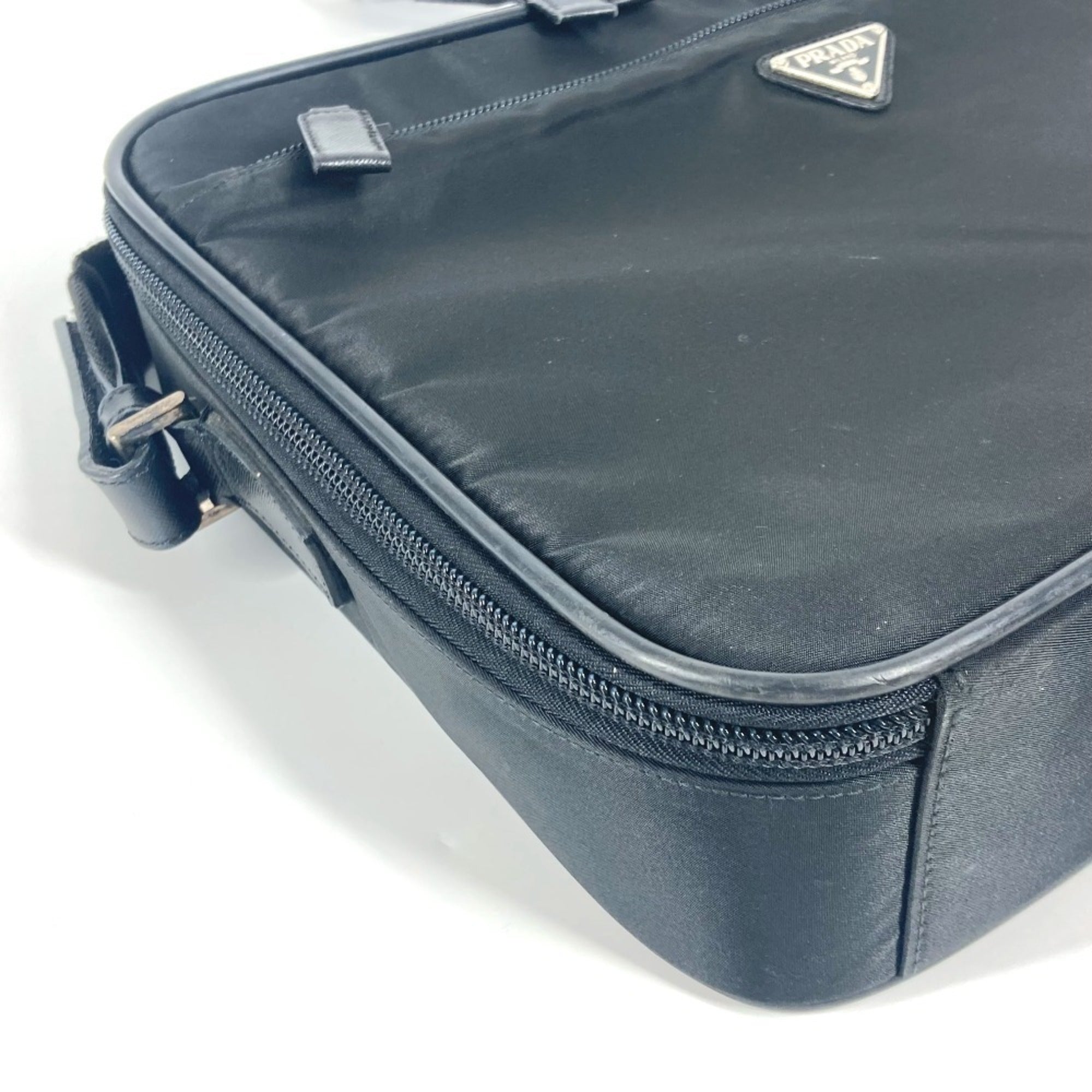 Prada Black Leather Nylon Handbag Shoulder Bag