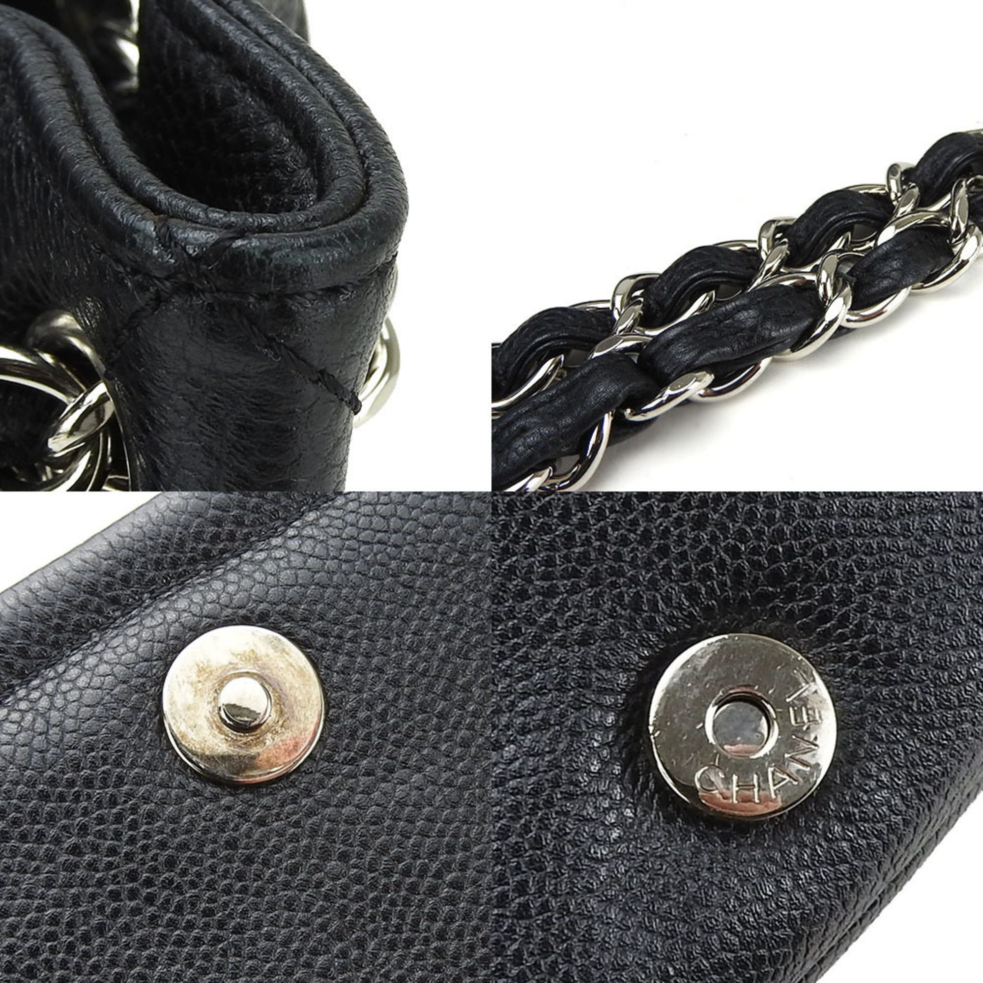 Chanel Black Grained Calfskin Shoulder Bag