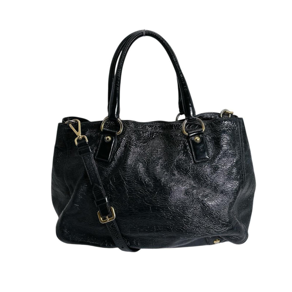 Prada Black Patent Leather Shoulder Bag Tote Bag