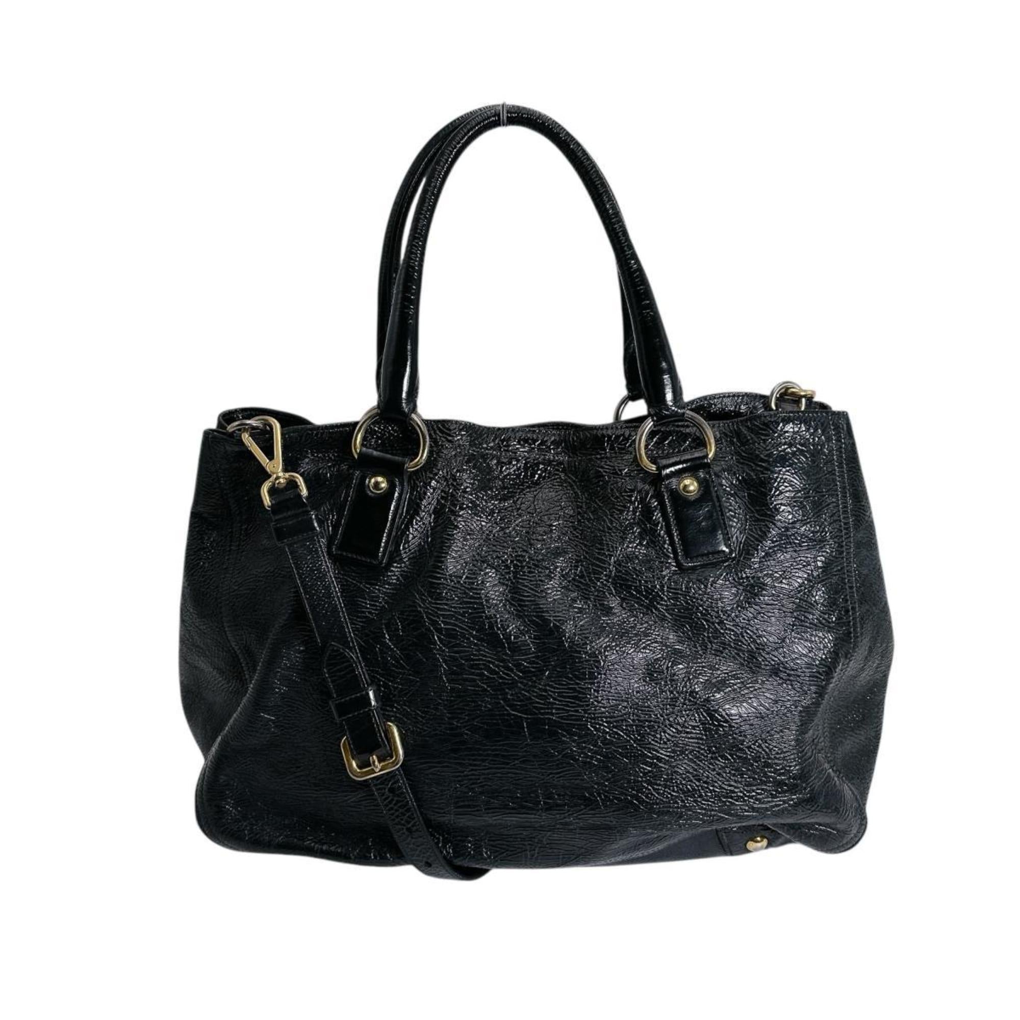Prada Black Patent Leather Shoulder Bag Tote Bag