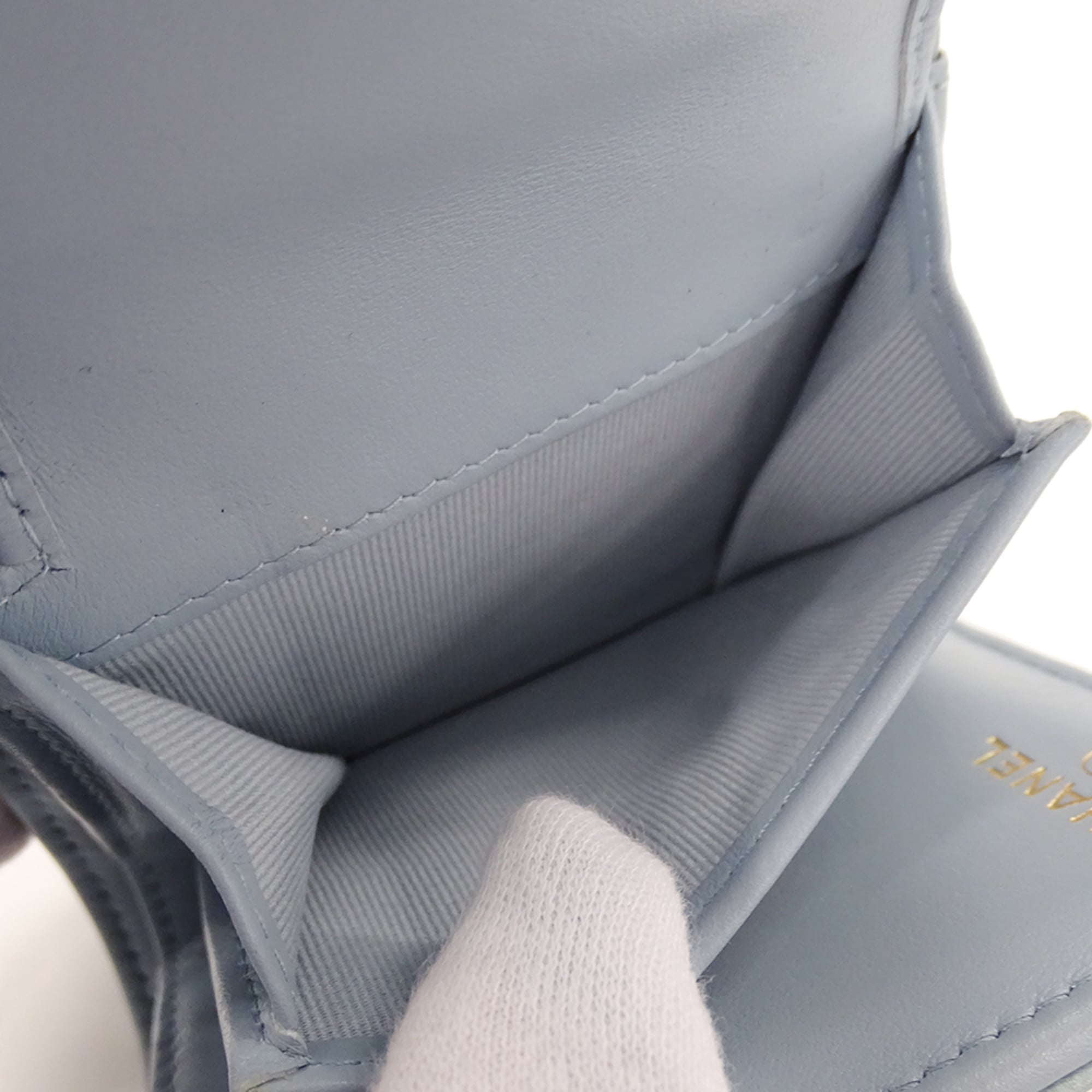 Chanel Light Blue Grained Calfskin Wallet (Tri-Fold)