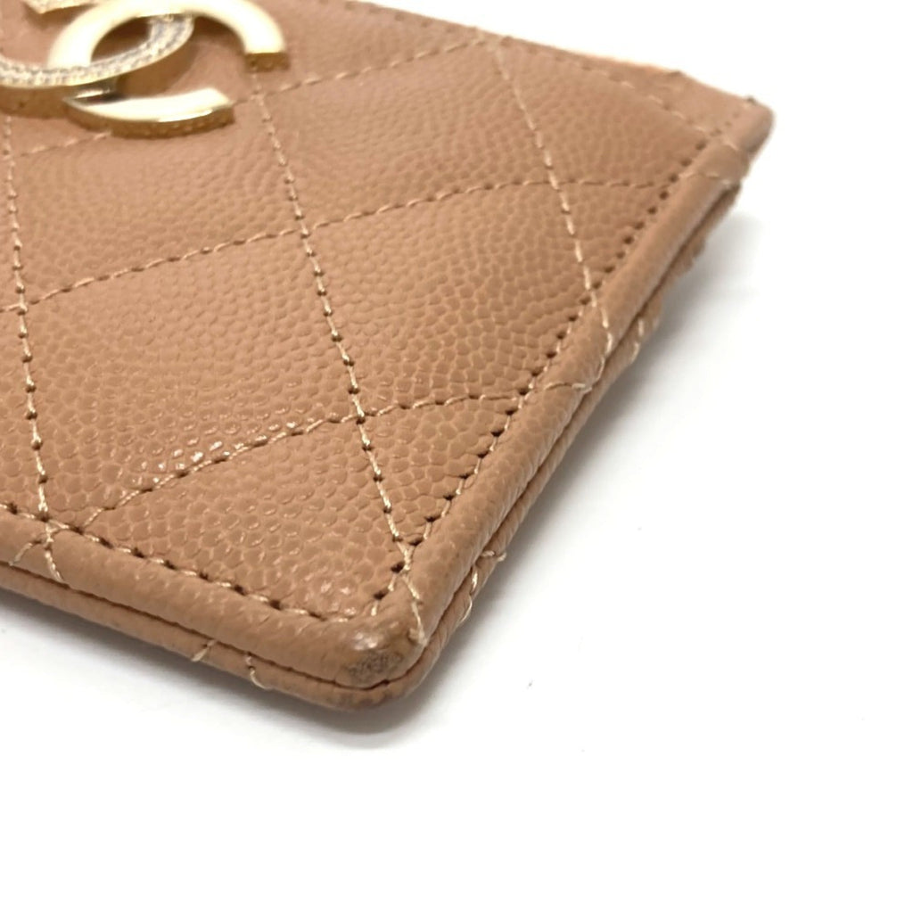 Chanel Beige Grained Calfskin Wallet (Bi-Fold)