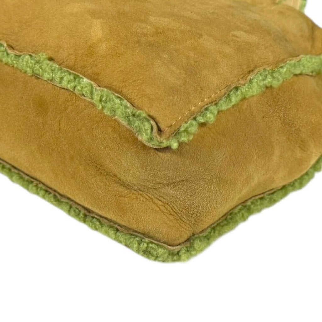 Chanel Mouton Brown Green Leather Handbag