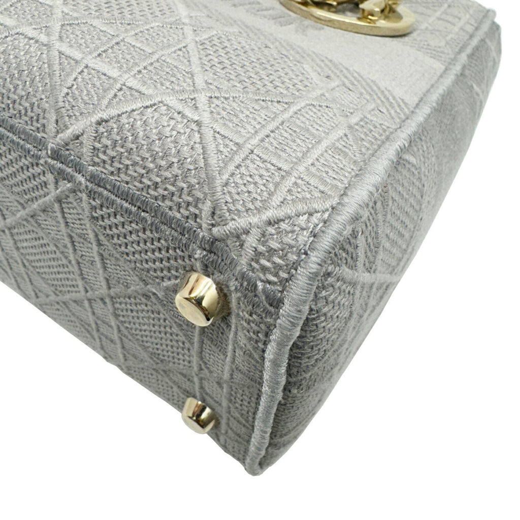 Christian Dior Gray Canvas Handbag Shoulder Bag (Pre-Owned)
