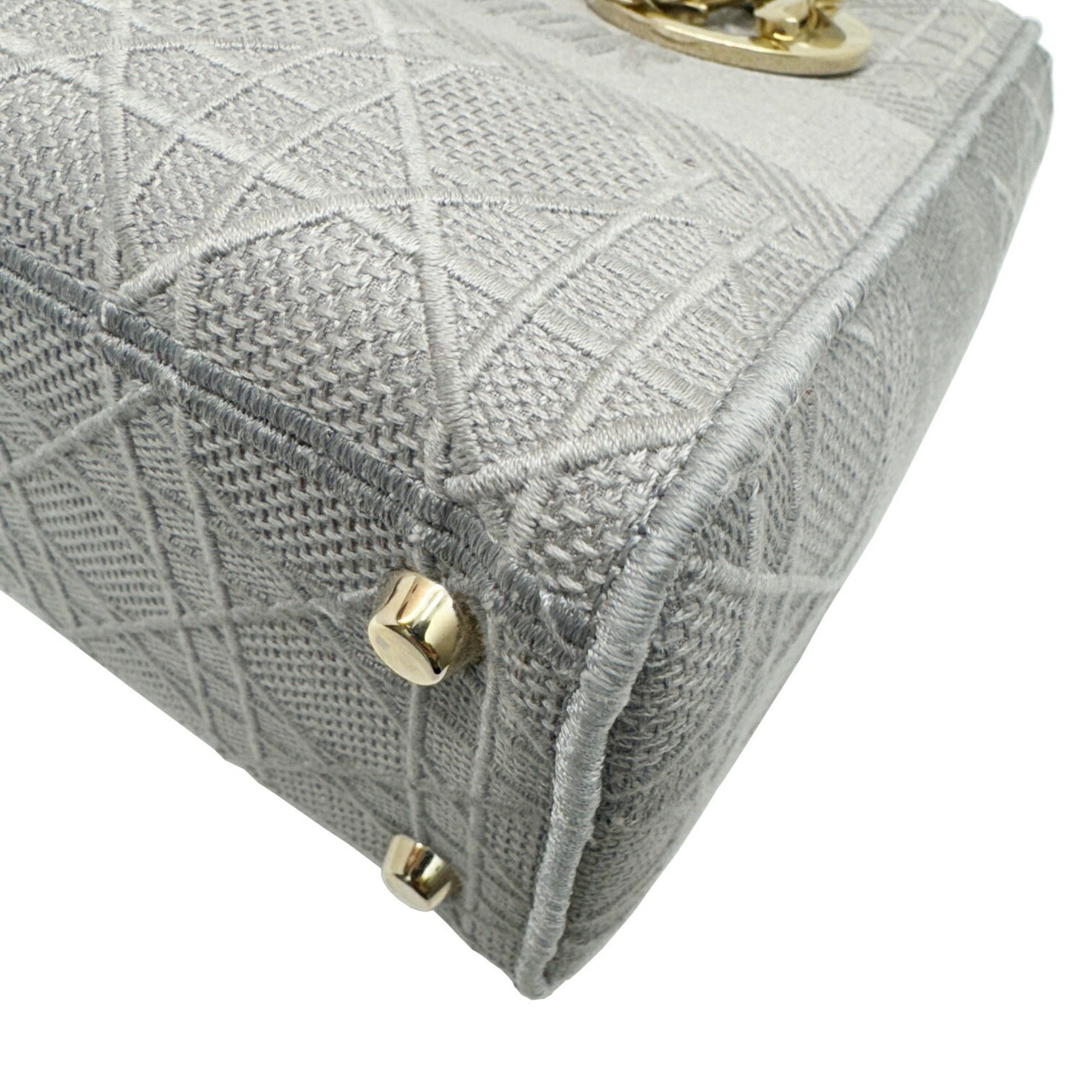 Christian Dior Gray Canvas Handbag Shoulder Bag (Pre-Owned)