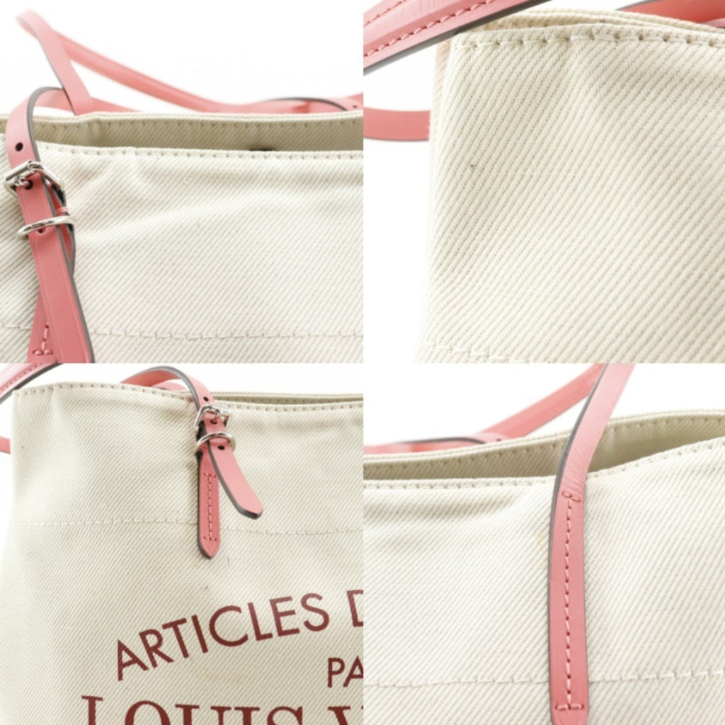 Louis Vuitton Corail Ivory Pink White Canvas Tote Bag