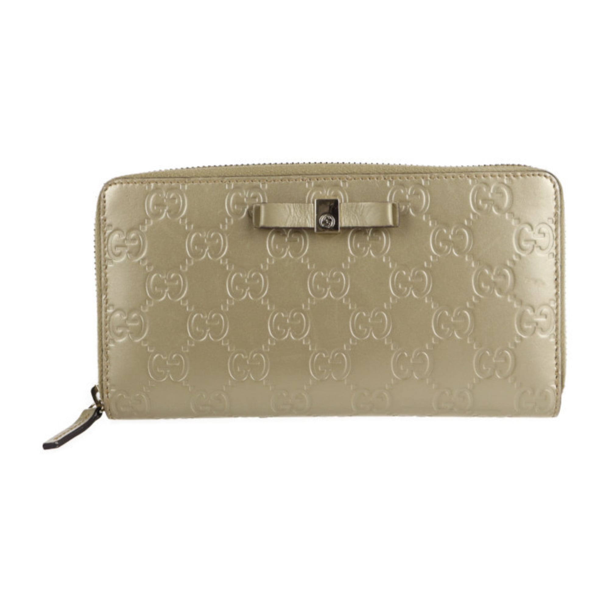 Gucci Champagne Gold Leather Coin Purse/Coin Case (Pre-Owned)