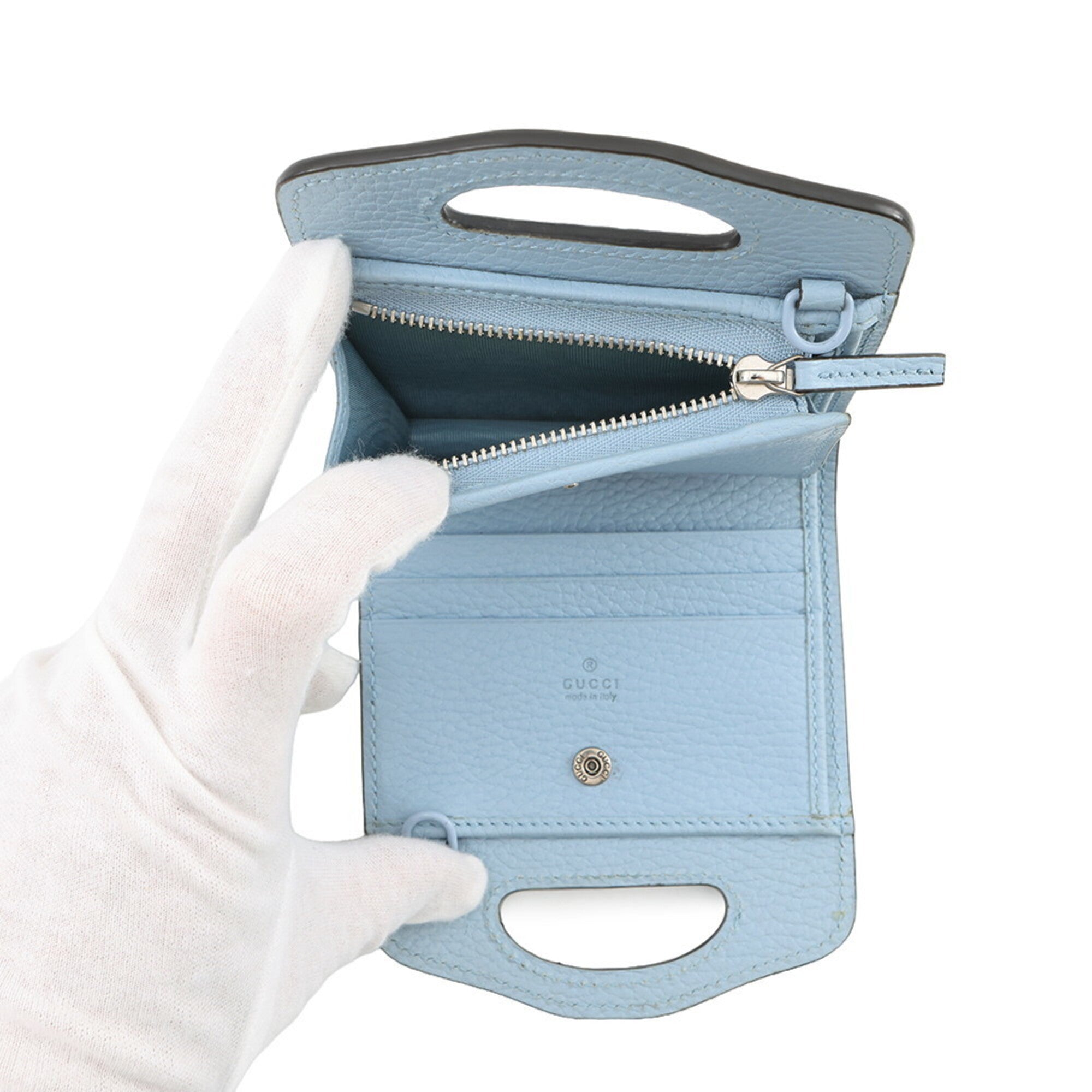 Gucci Light Blue Leather Chain/Shoulder Wallet (Pre-Owned)