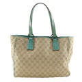 Gucci Gg Canvas Beige Green Gg Canvas Tote Bag (Pre-Owned)