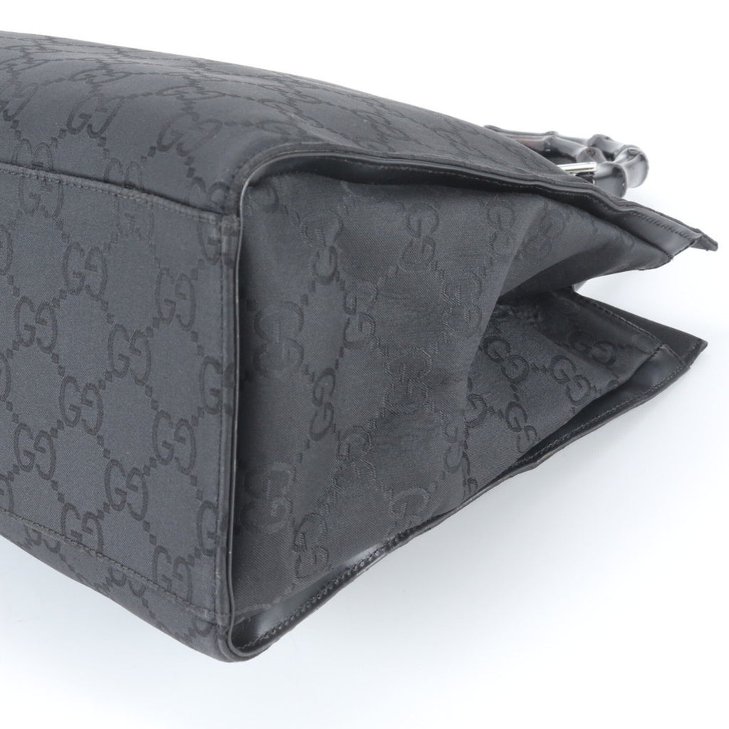Gucci Black Leather Nylon Handbag Shoulder Bag Tote Bag (Pre-Owned)