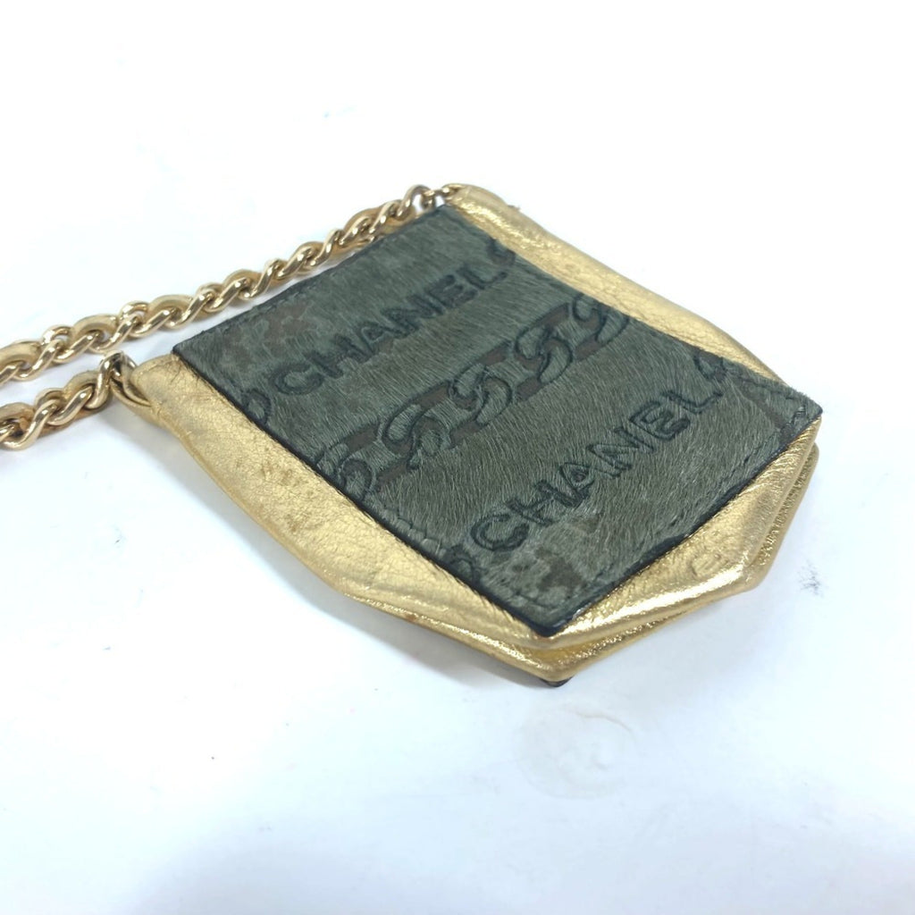 Chanel Gold Khaki Leather Pochette Shoulder Bag