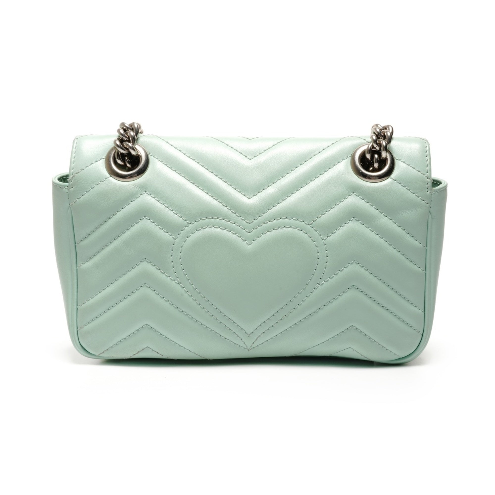 Gucci Gg Marmont Green Leather Shoulder Bag (Pre-Owned)