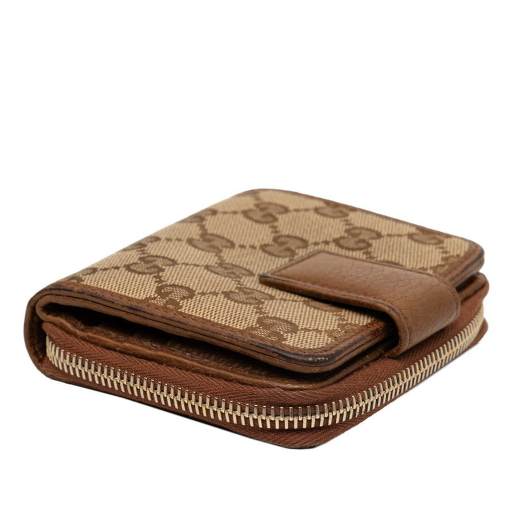 Gucci Beige Brown Canvas Leather Wallet (Bi-Fold) (Pre-Owned)