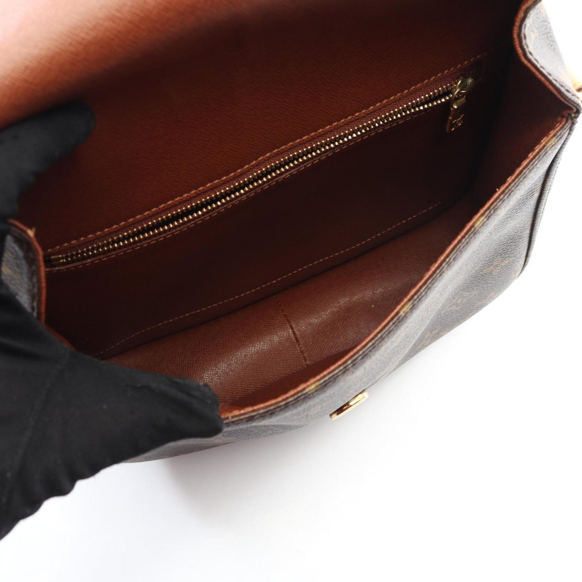 Louis Vuitton Brown Coated Canvas Leather Shoulder Bag