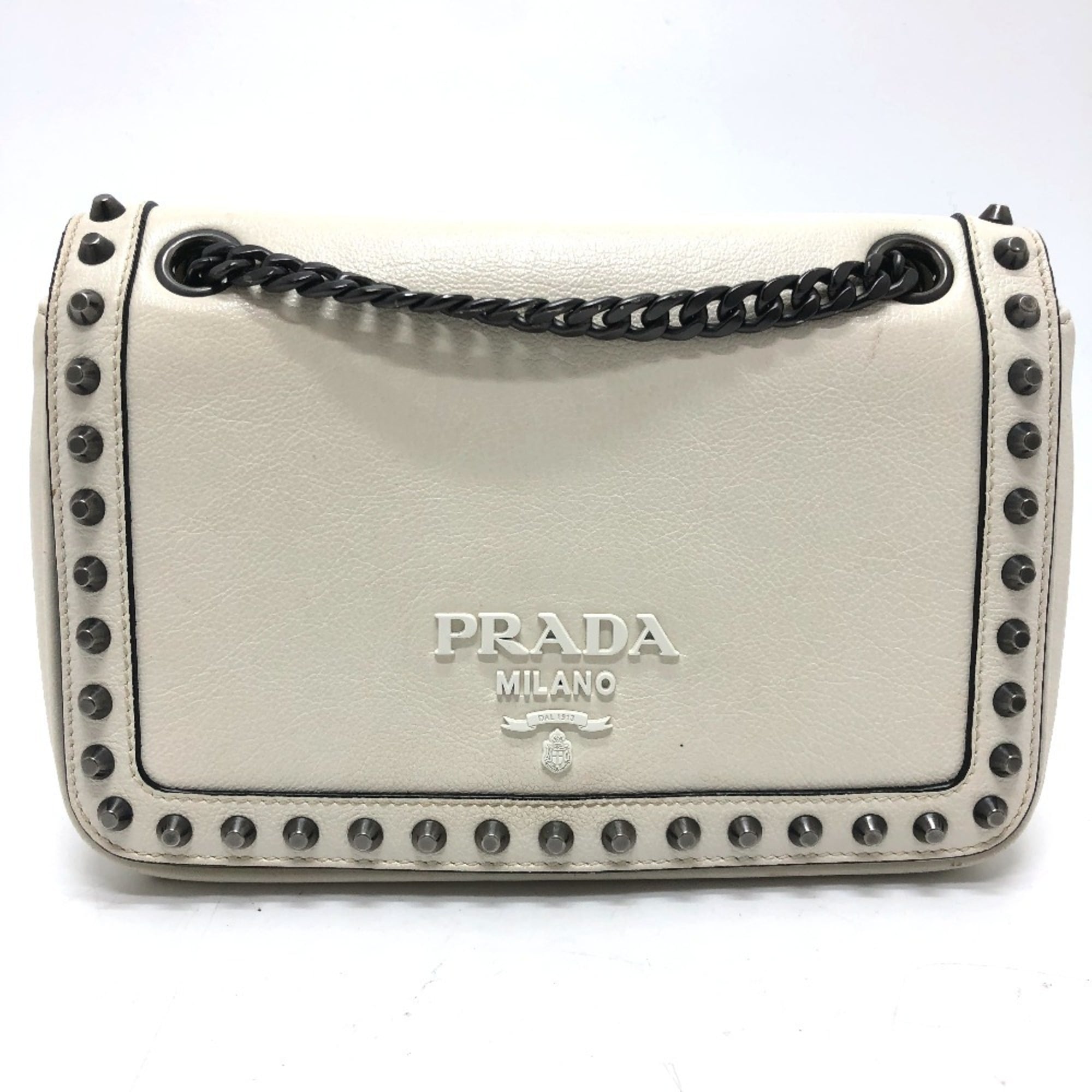 Prada White Leather Shoulder Bag