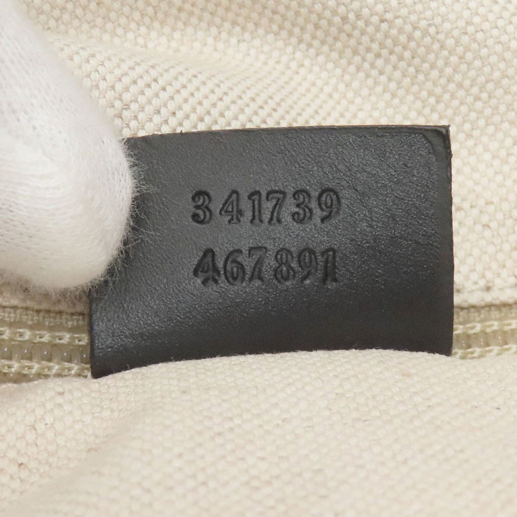 Gucci Gray Canvas Leather Tote Bag (Pre-Owned)