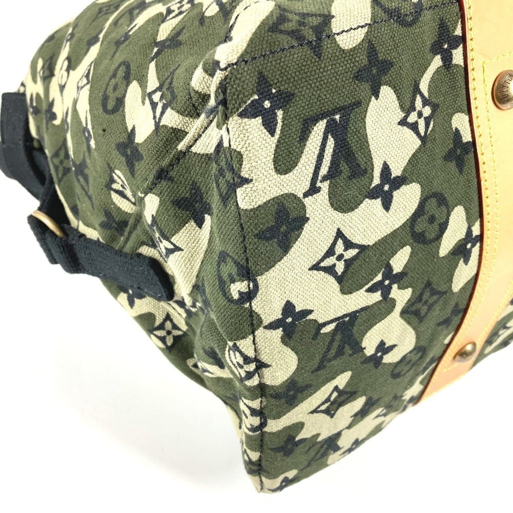 Louis Vuitton Black Green Leather Canvas Boston Bag Shoulder Bag Tote Bag