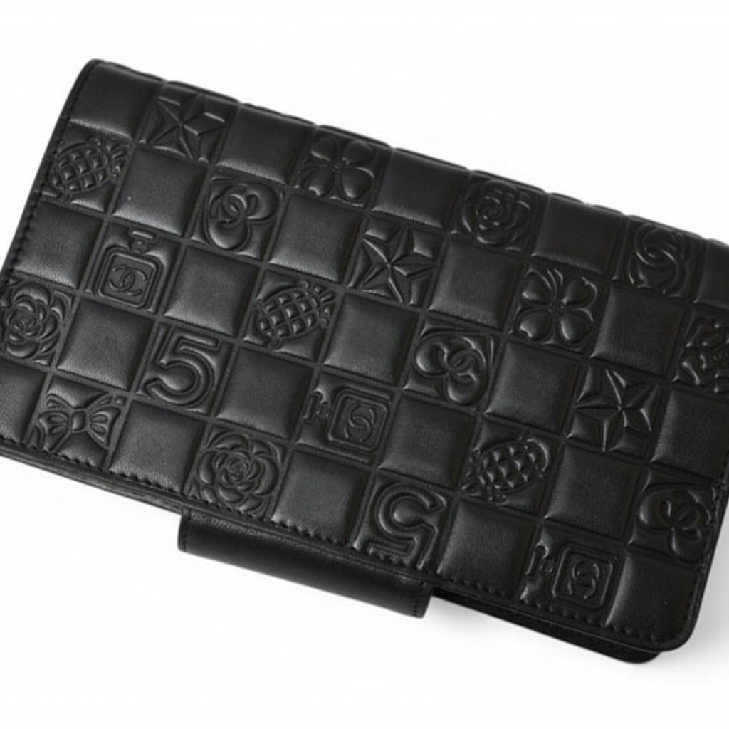 Chanel Black Leather Long Wallet (Bi-Fold)