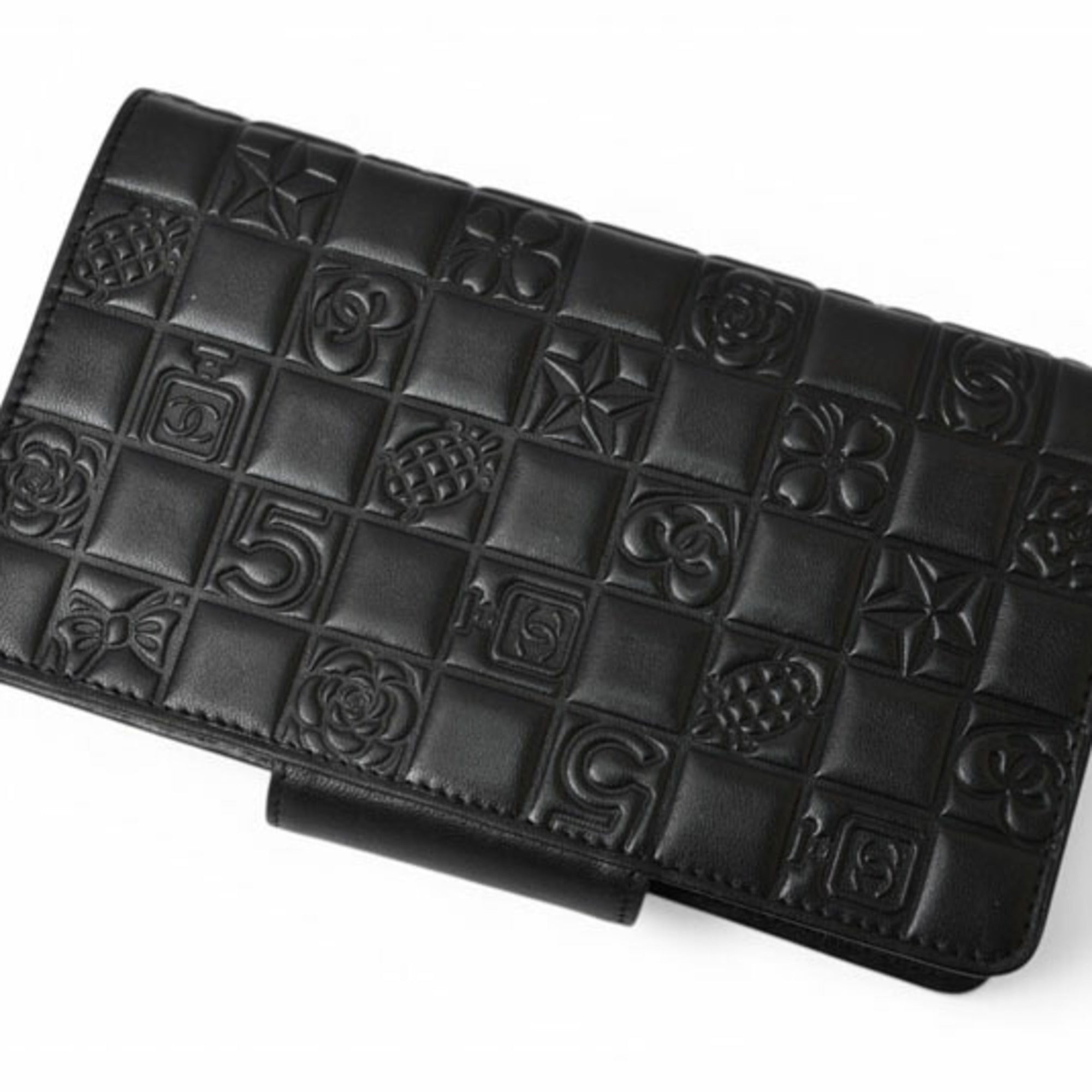 Chanel Black Leather Long Wallet (Bi-Fold)