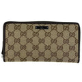 Gucci Brown Gg Canvas Leather Long Wallet (Bi-Fold) (Pre-Owned)