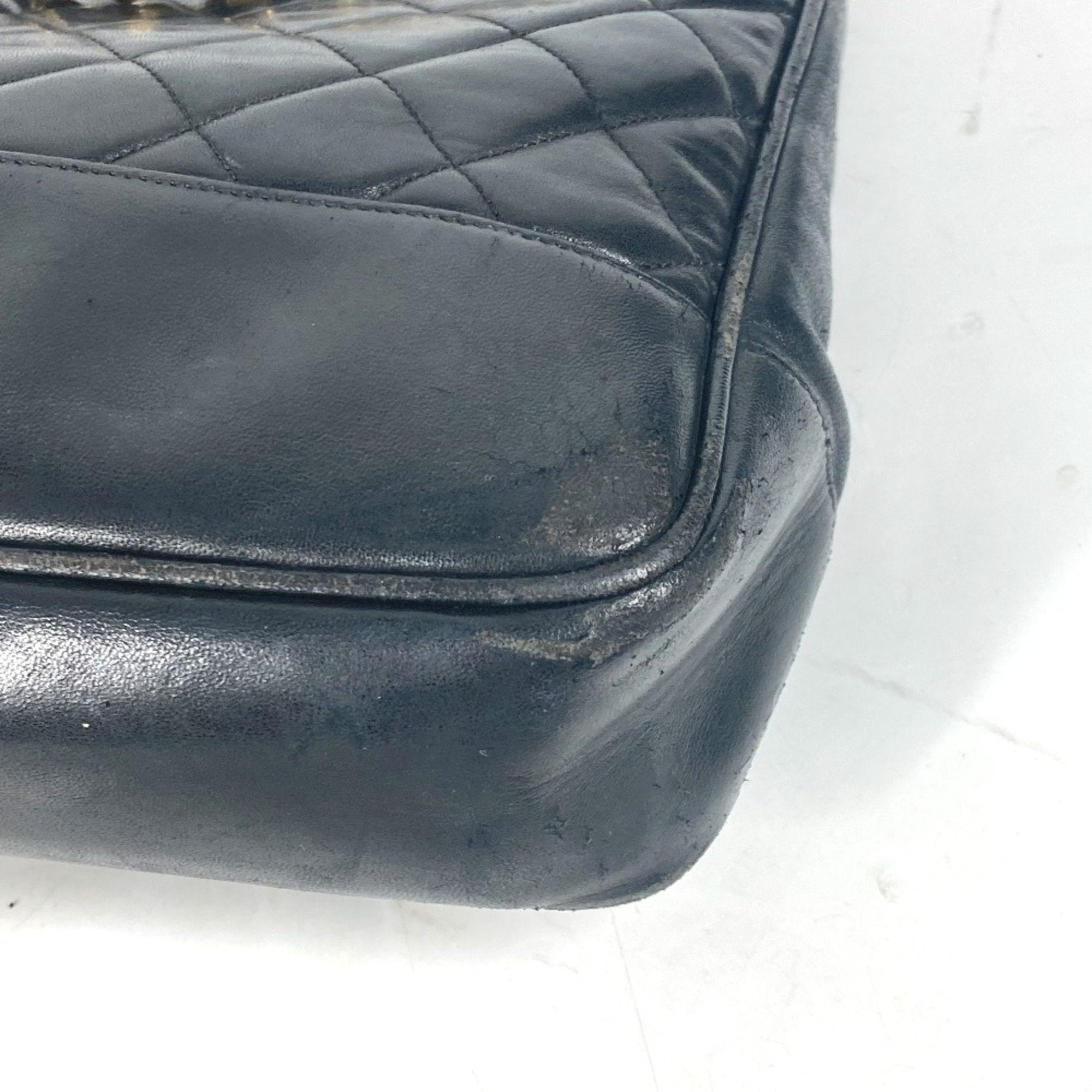 Chanel Black Gold Leather Shoulder Bag Tote Bag