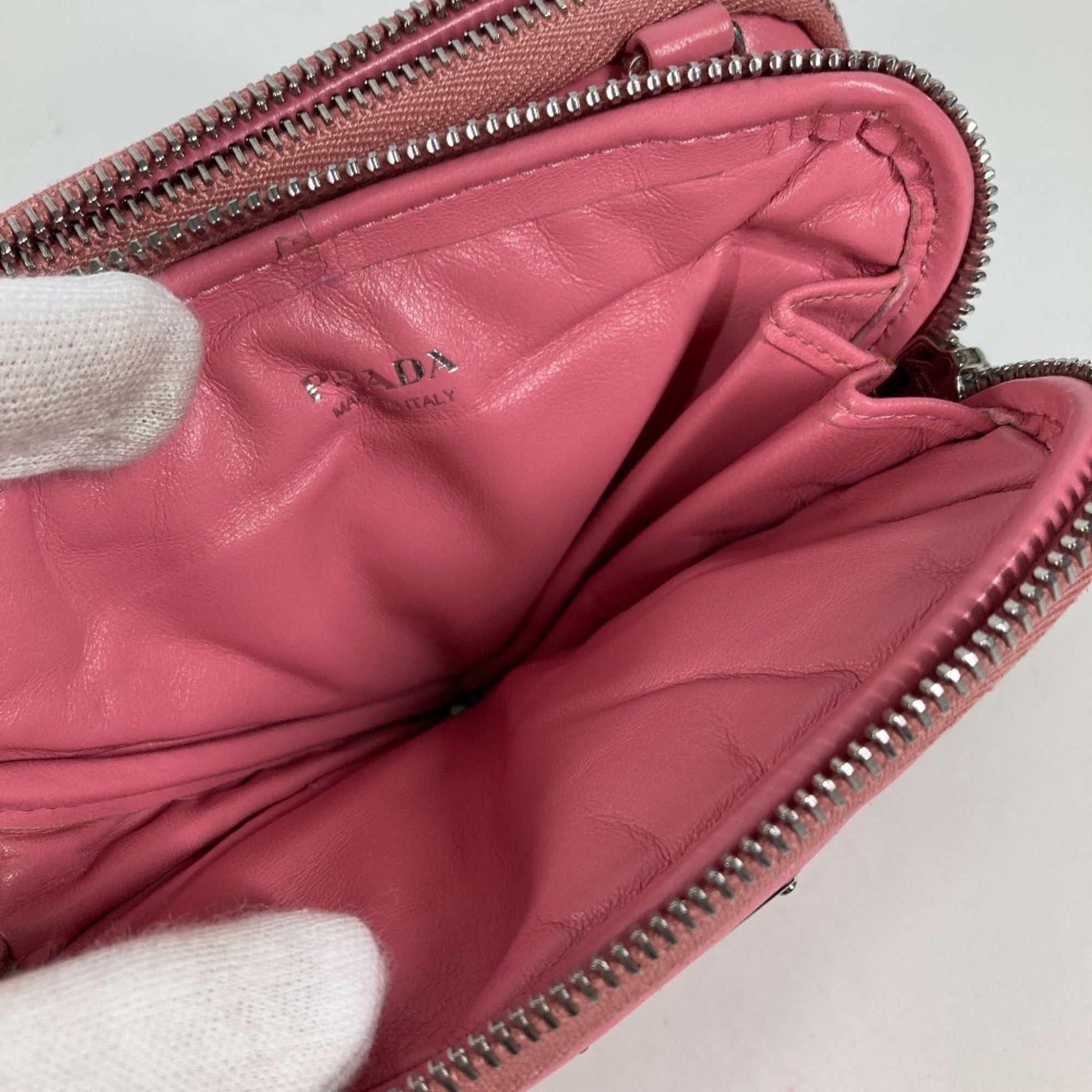 Prada Pink Leather Pochette Pouch Shoulder Bag